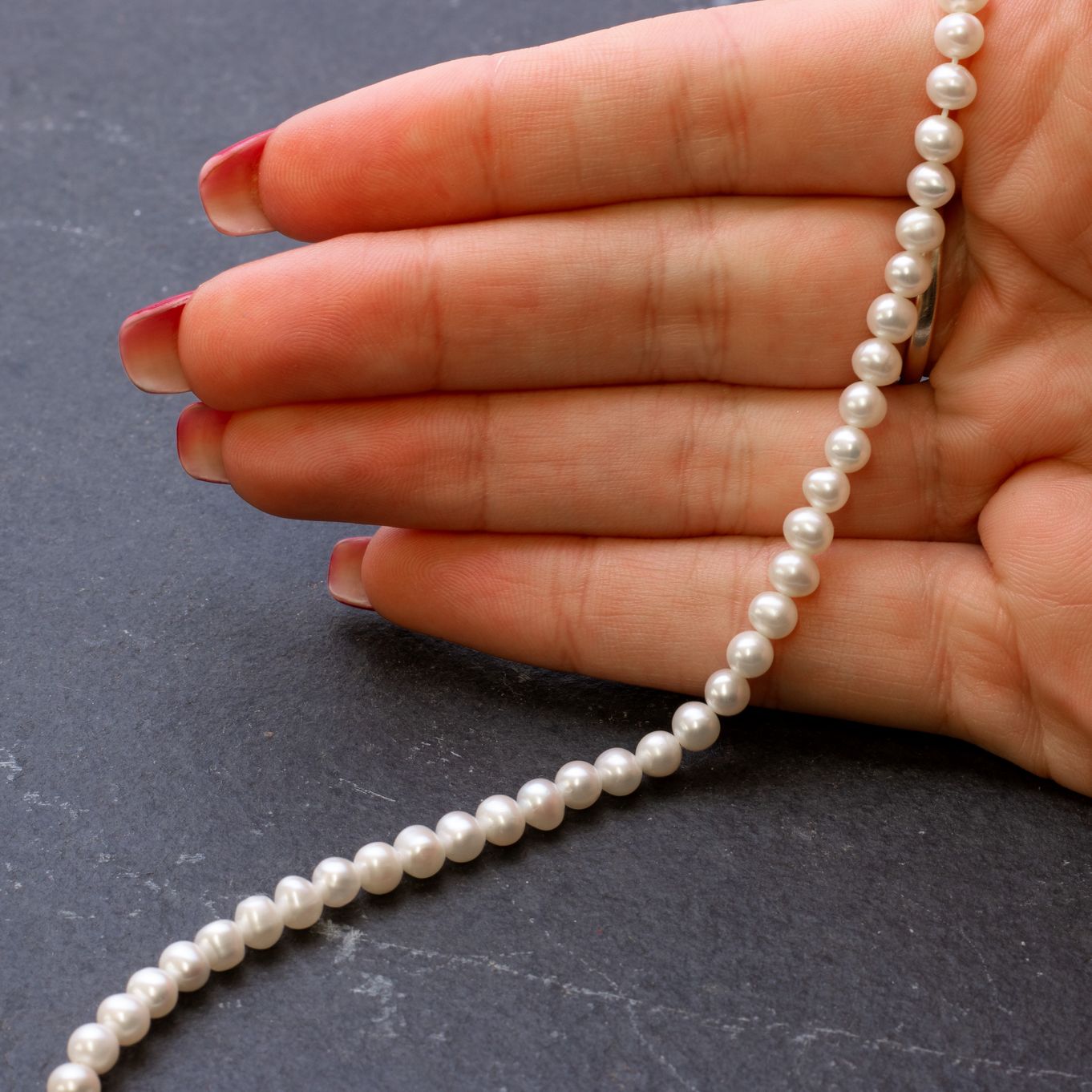 5-6mm Freshwater Pearls, Real Natural White Button Pearl Beads, Cultured Pearl  String Wholesale, Rondelle Shape Loose Pearl Beads, FB300-WS 