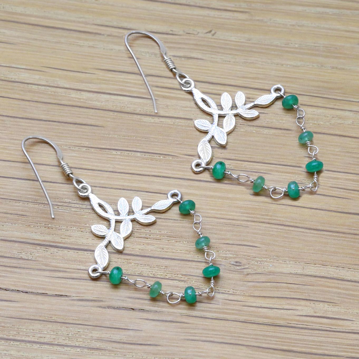 Emerald Leaf Chandelier Earrings