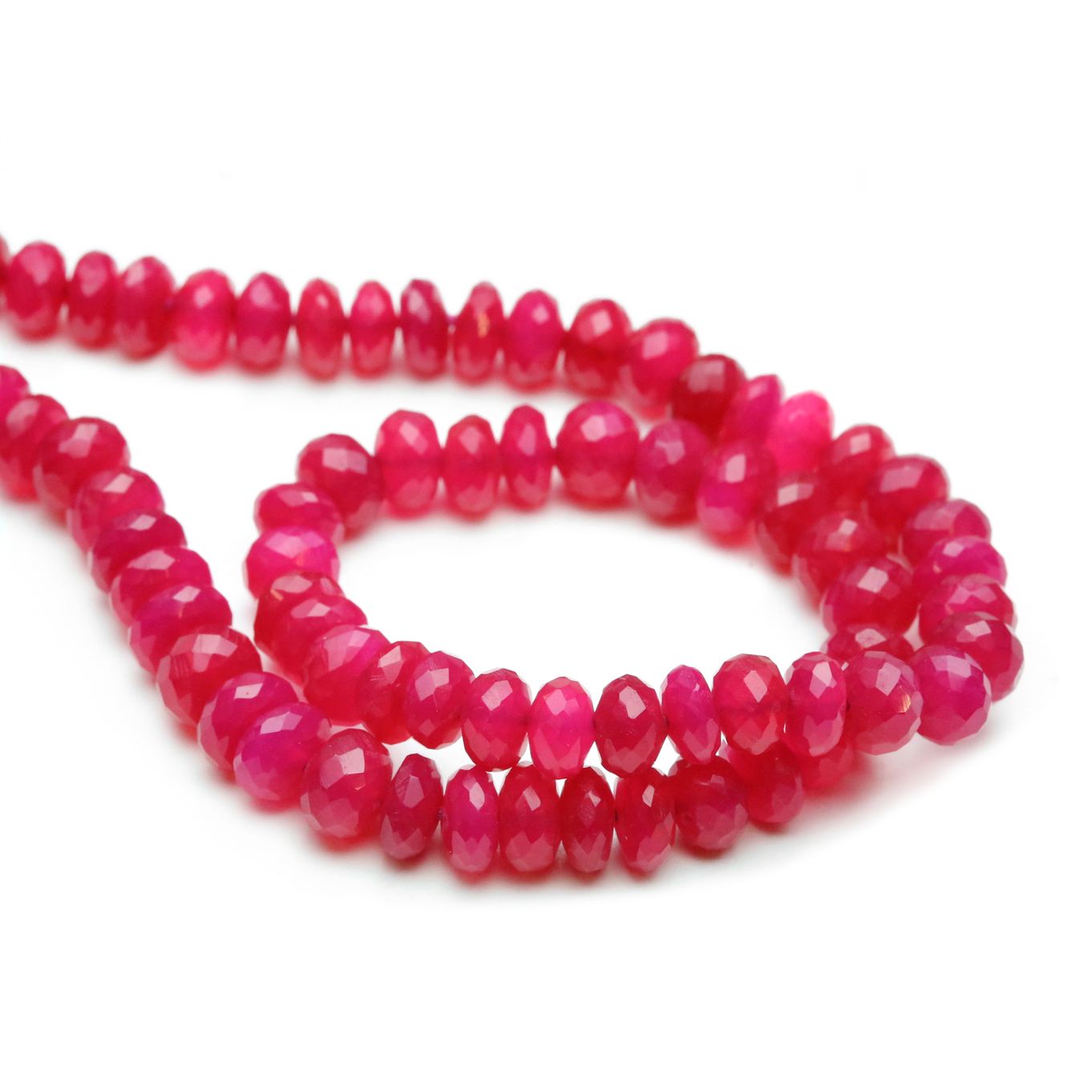 Fuchsia Pink Chalcedony Faceted Rondelle Beads - Approx From 6x4mm