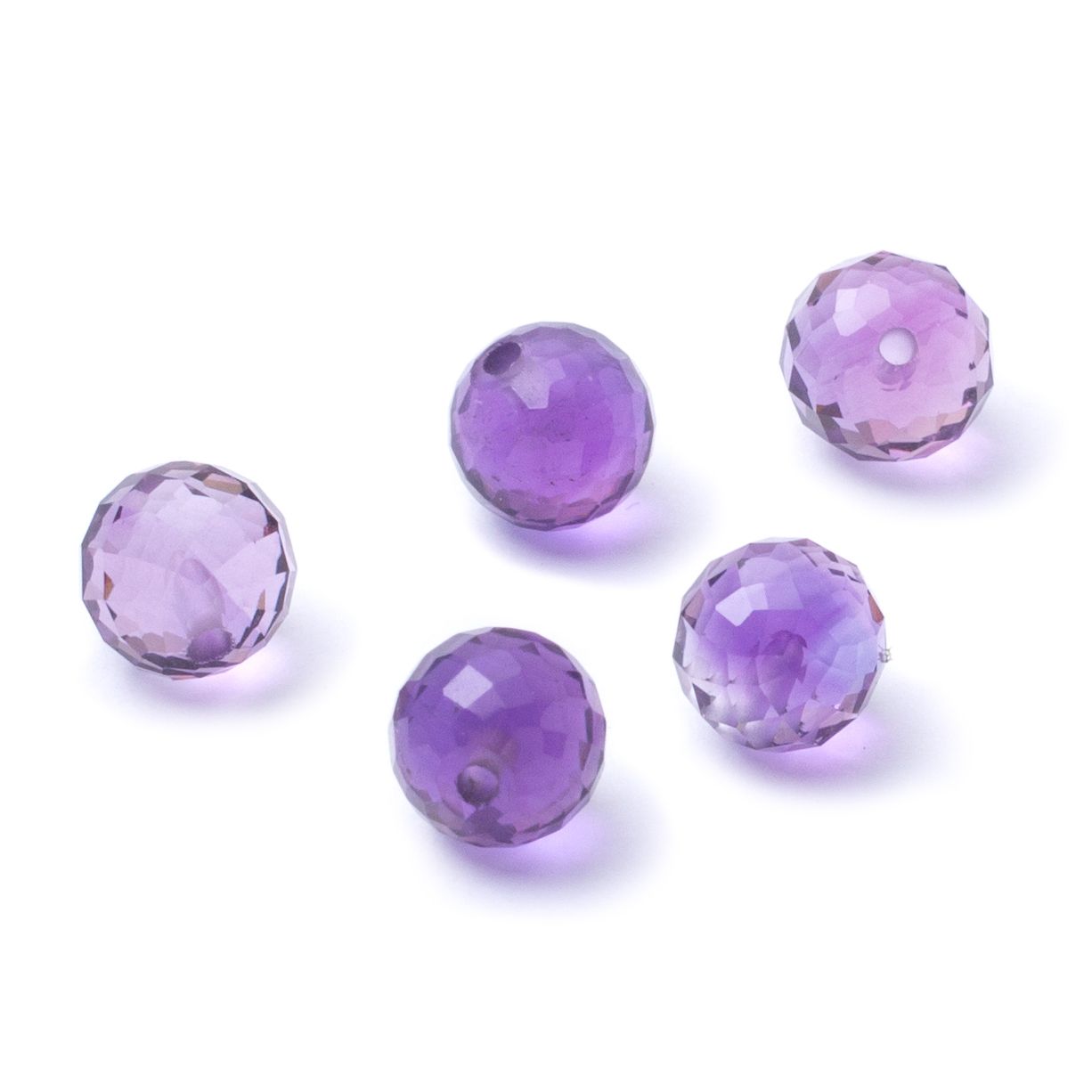 Amethyst Half Drilled Faceted Beads - Approx 6mm Round