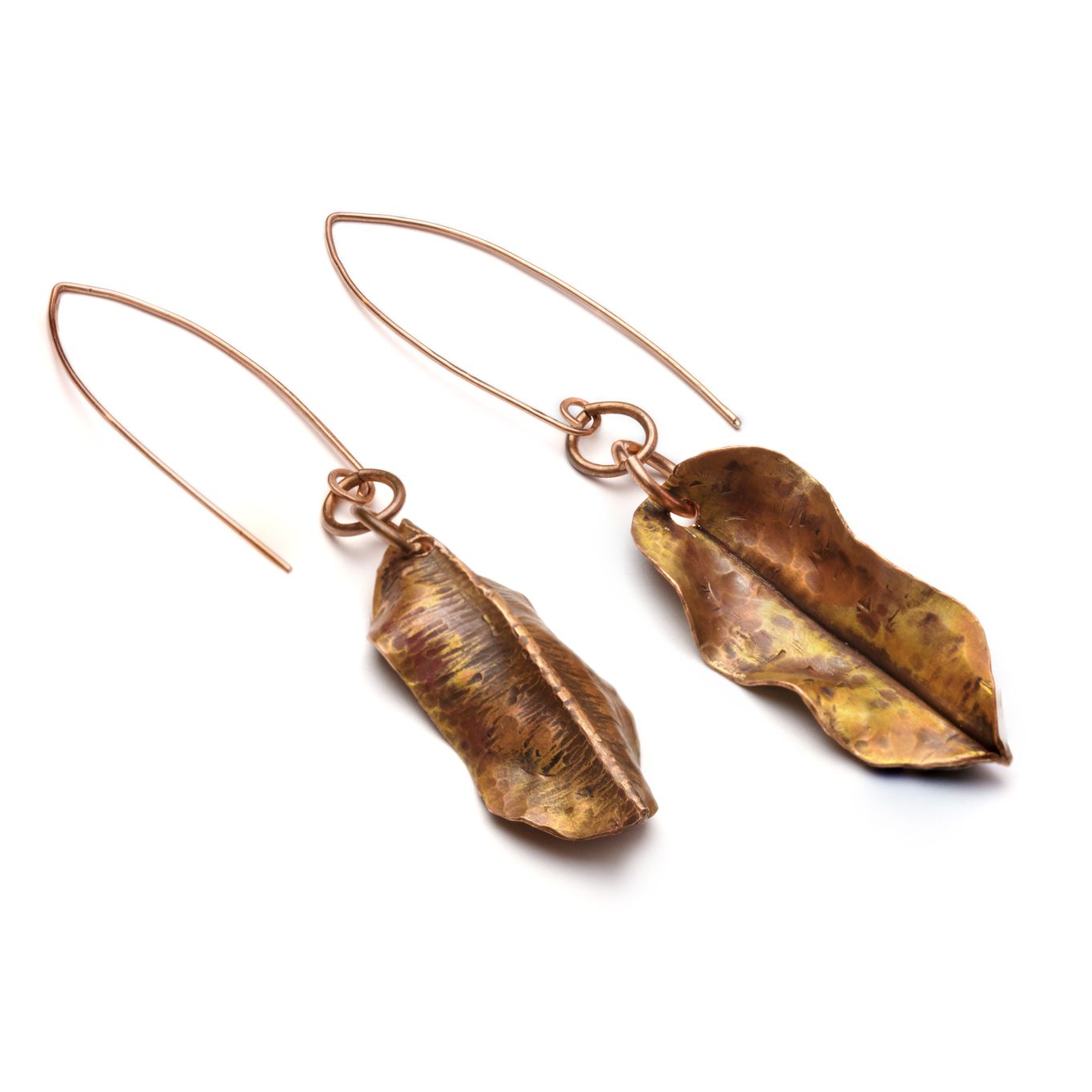 Copper Autumnal Leaf Earrings