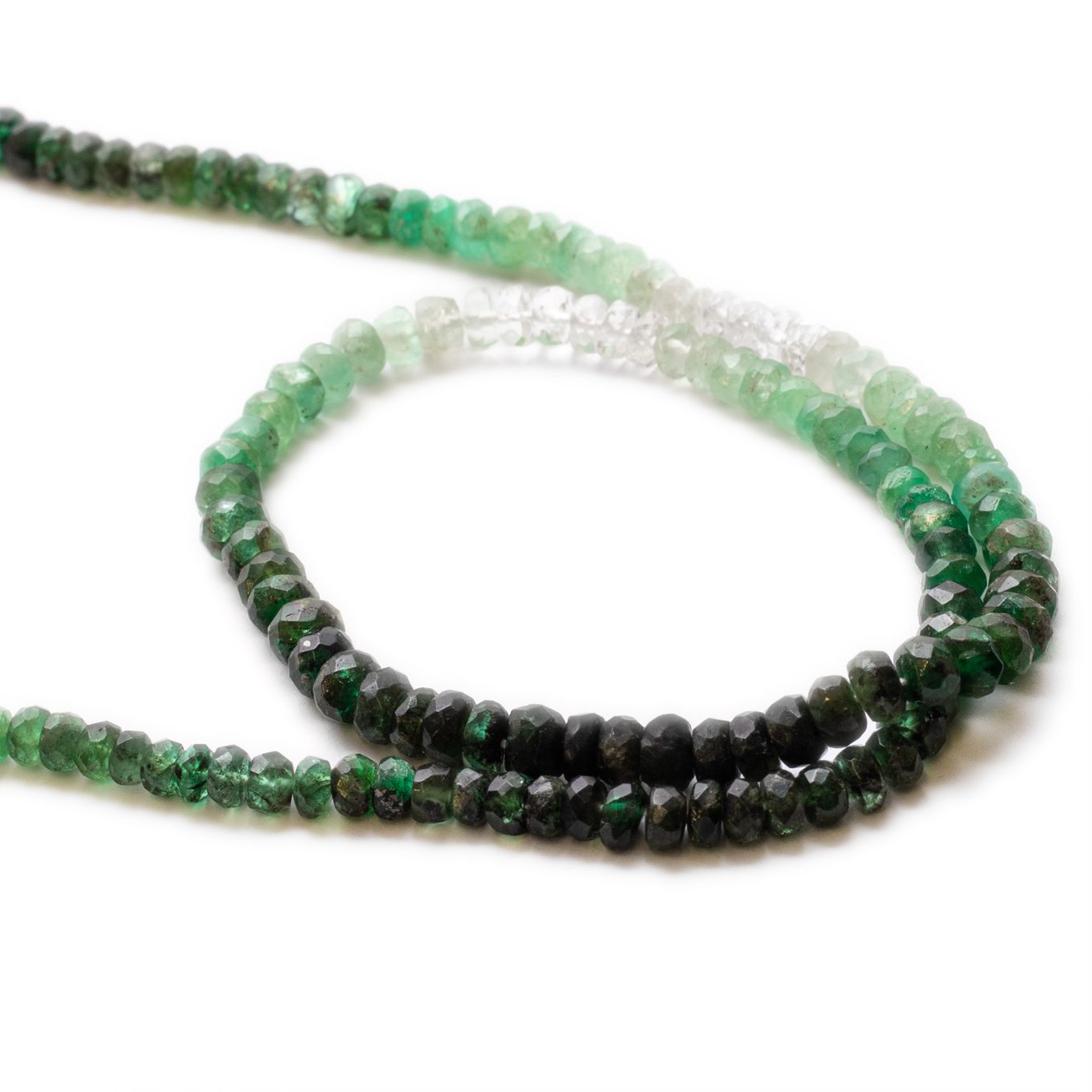Emerald Ombre Faceted Rondelle Beads - Various lengths