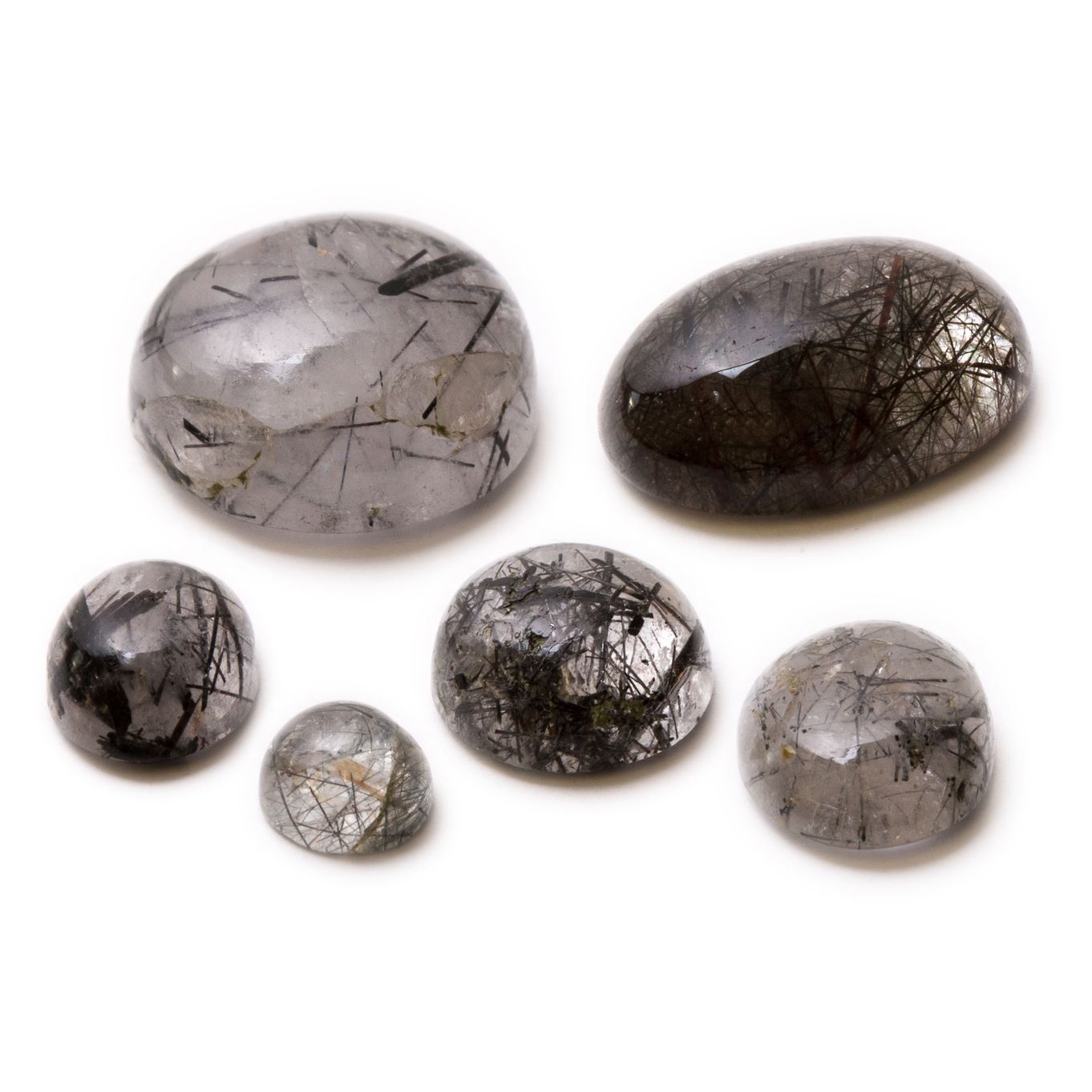 Black Tourmalinated Quartz Cabochons