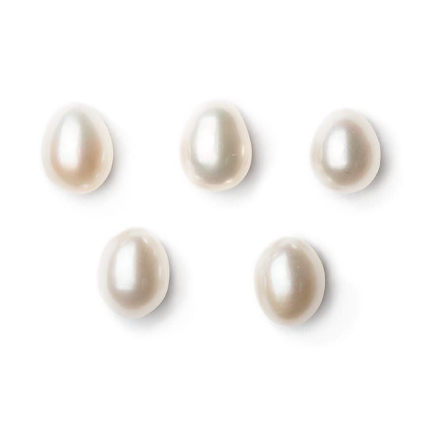 Freshwater 6mm White Button Half-Drilled Pearls (4 Pairs)