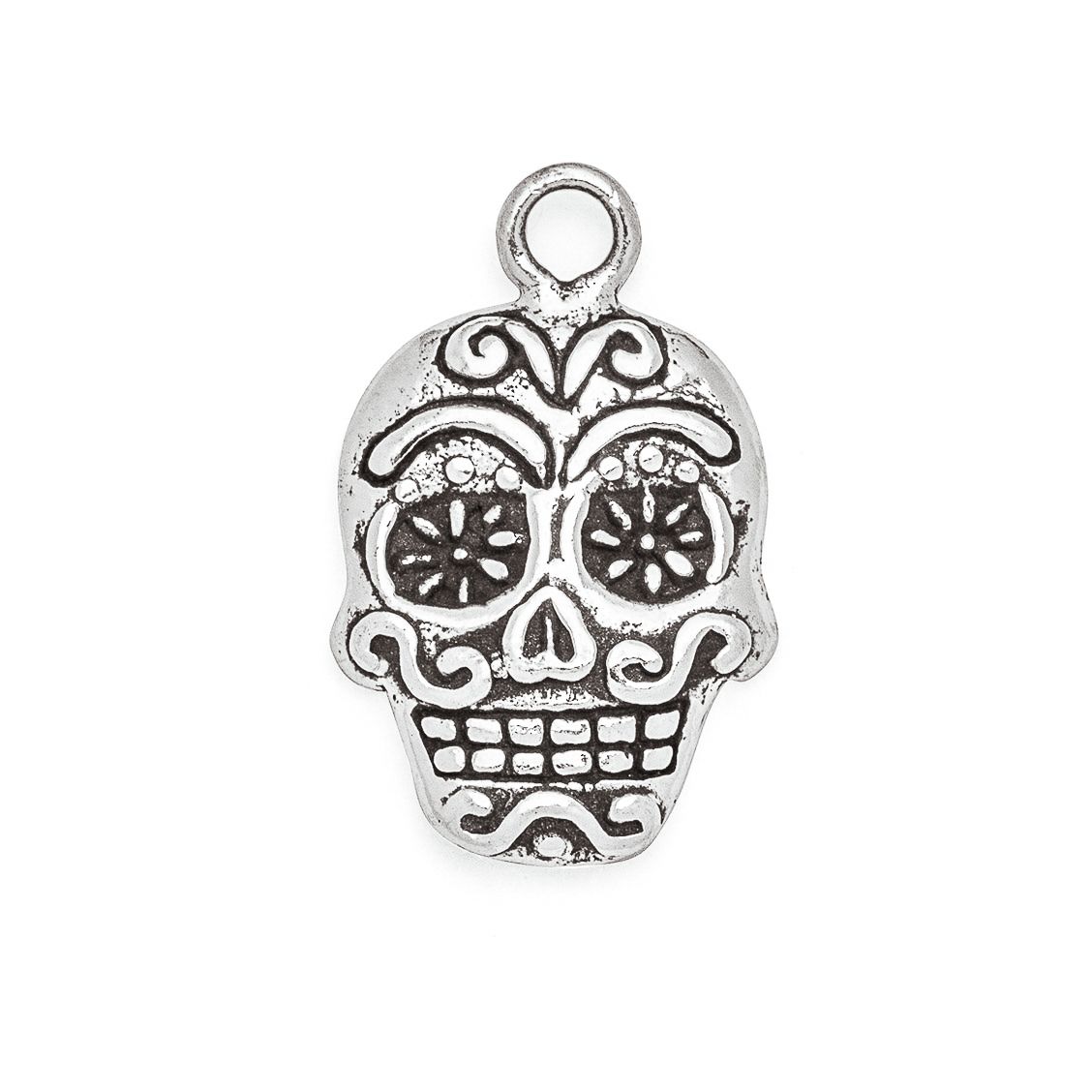 Sterling Silver Mexican Style Sugar Skull Charm