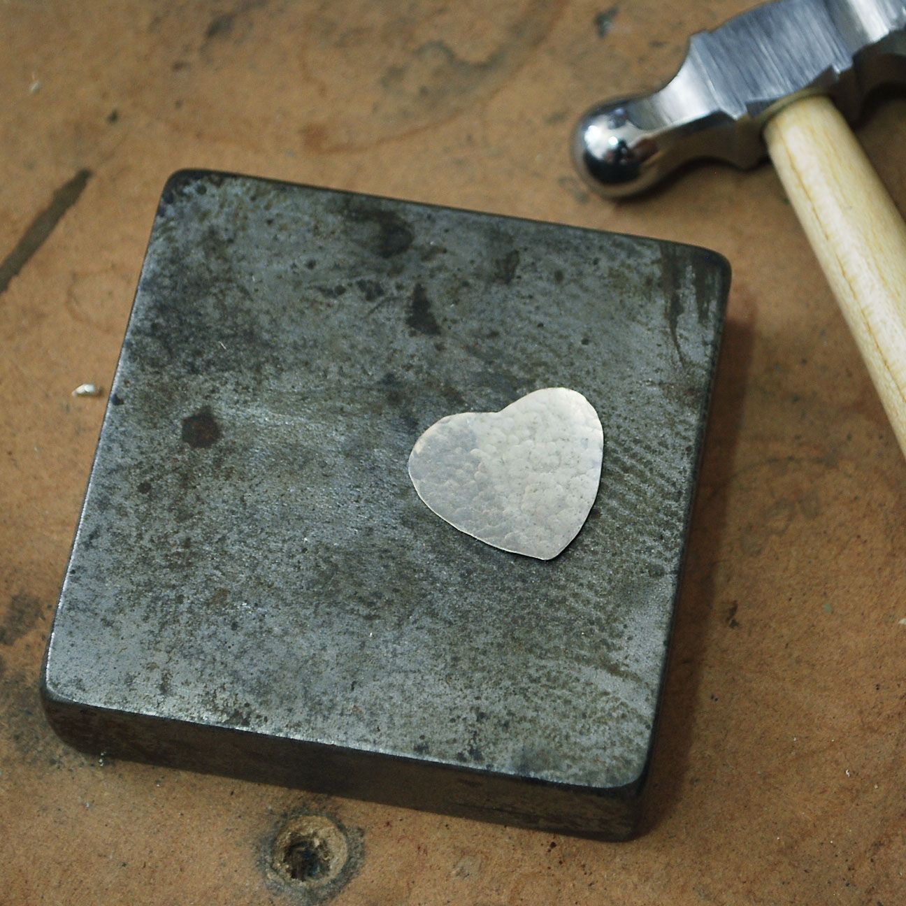 Brass Hammered Heart