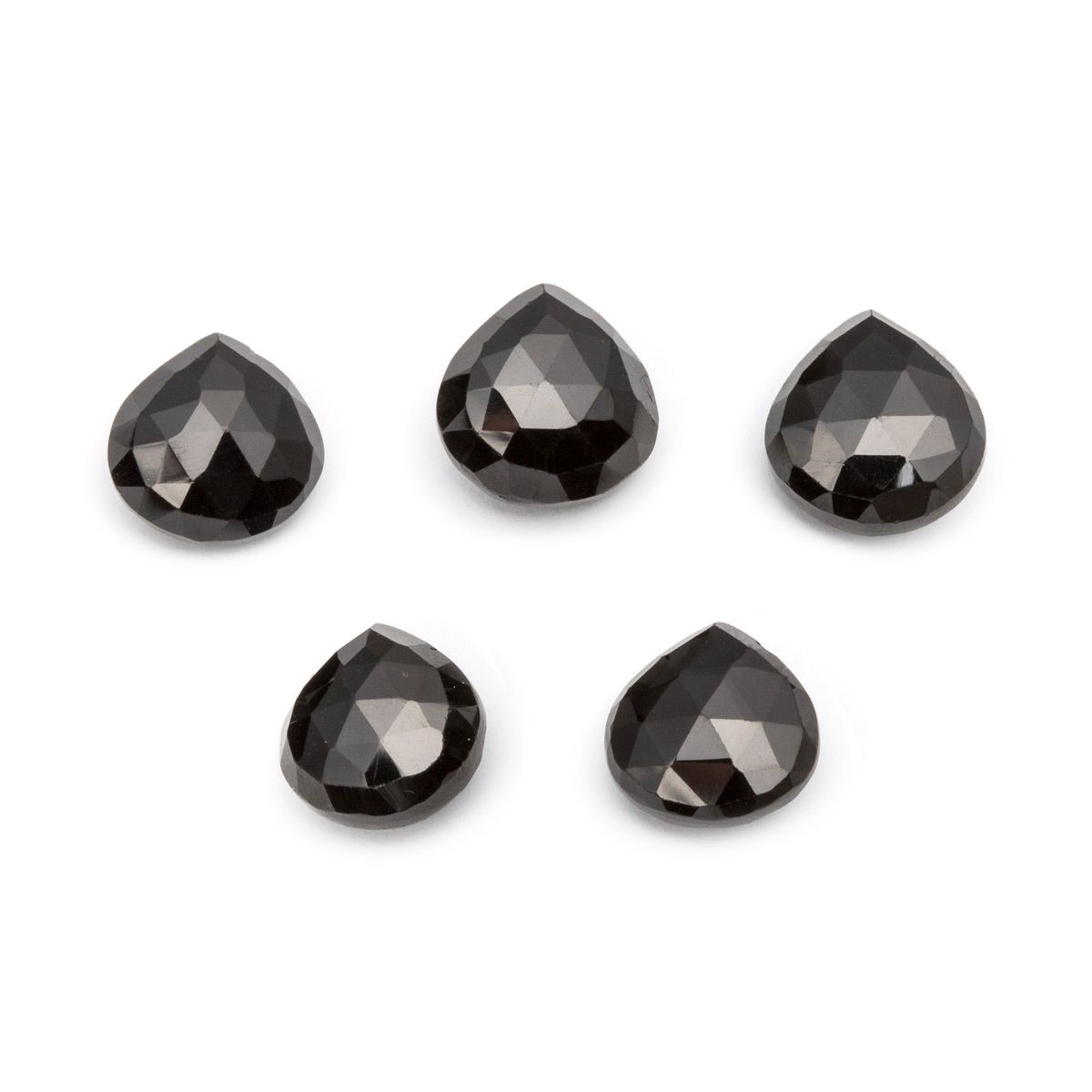 Black Spinel Faceted Heart Briolette Beads, Approx 9-11.5mm