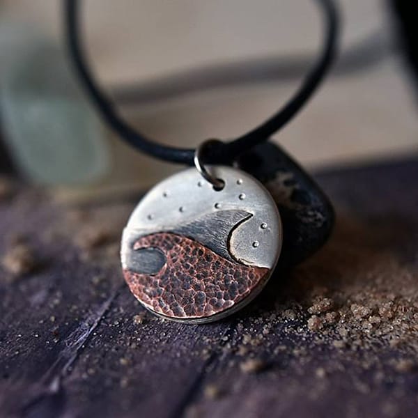 Grey Bone and Copper Necklace