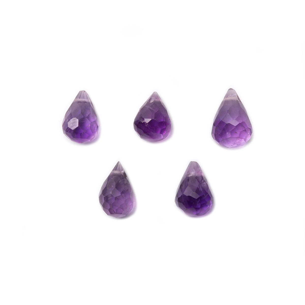 Amethyst Faceted Drop Briolette Beads - Approx 6x4mm, Pack Of 10 Beads
