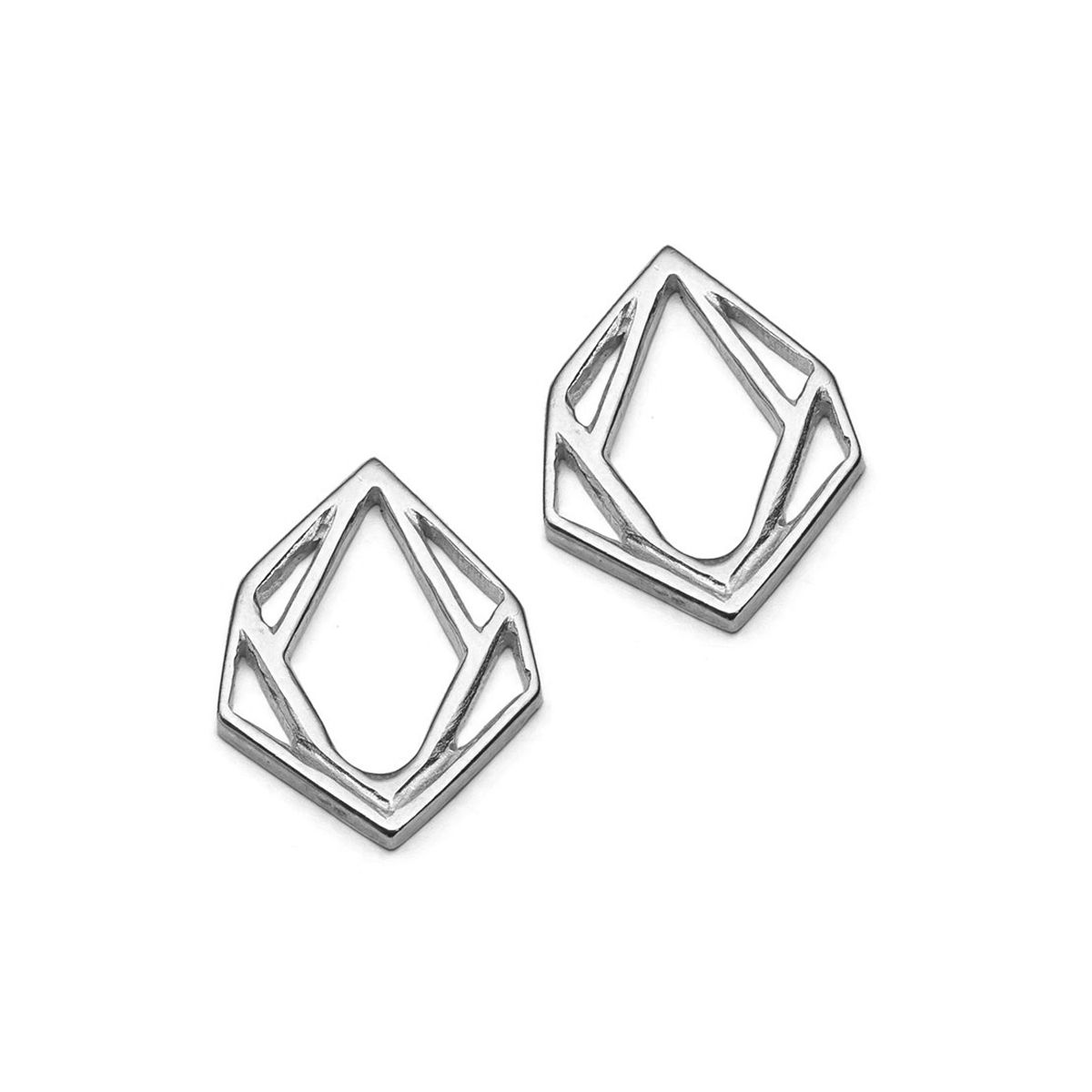 Sterling Silver Small Geometric Diamond Pendant Charm