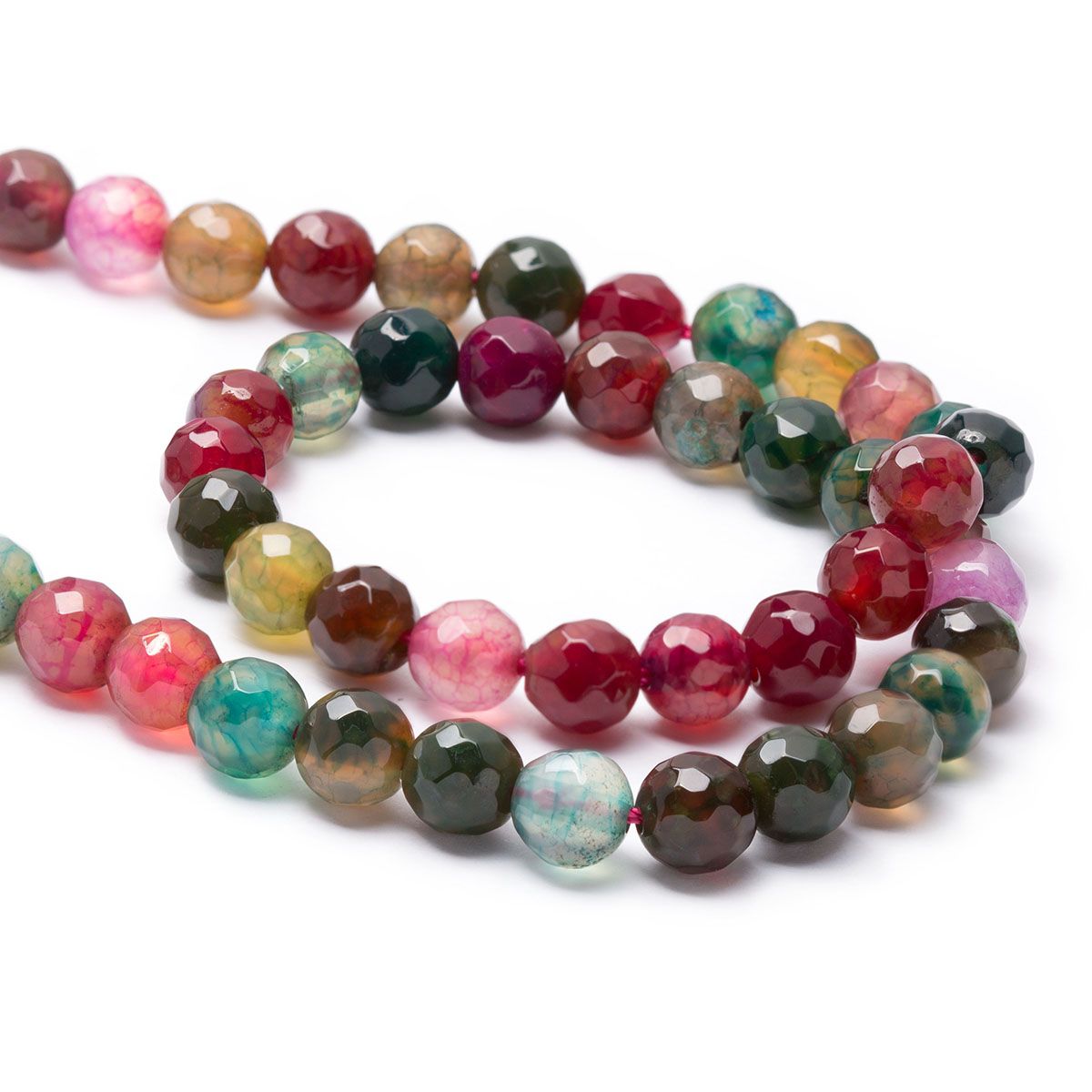 Multicoloured Agate Round Faceted Beads - Various sizes