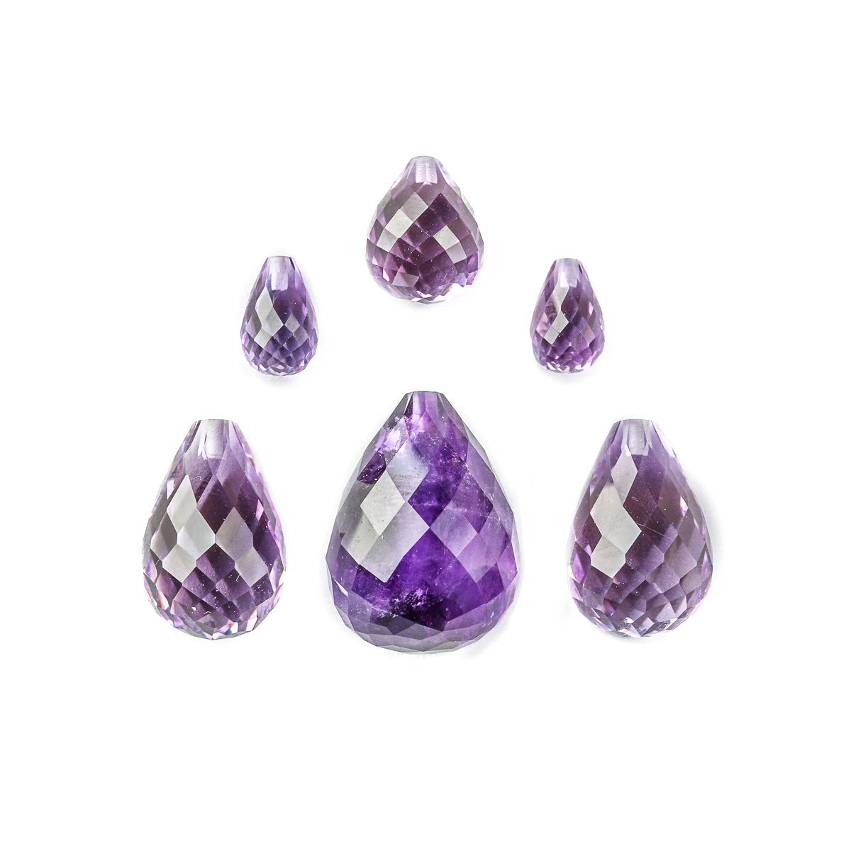 Crystal 12x13mm Opaque Purple Faceted Top Drilled Teardrop Beads with  Golden Foil Edges - 7 inch strand