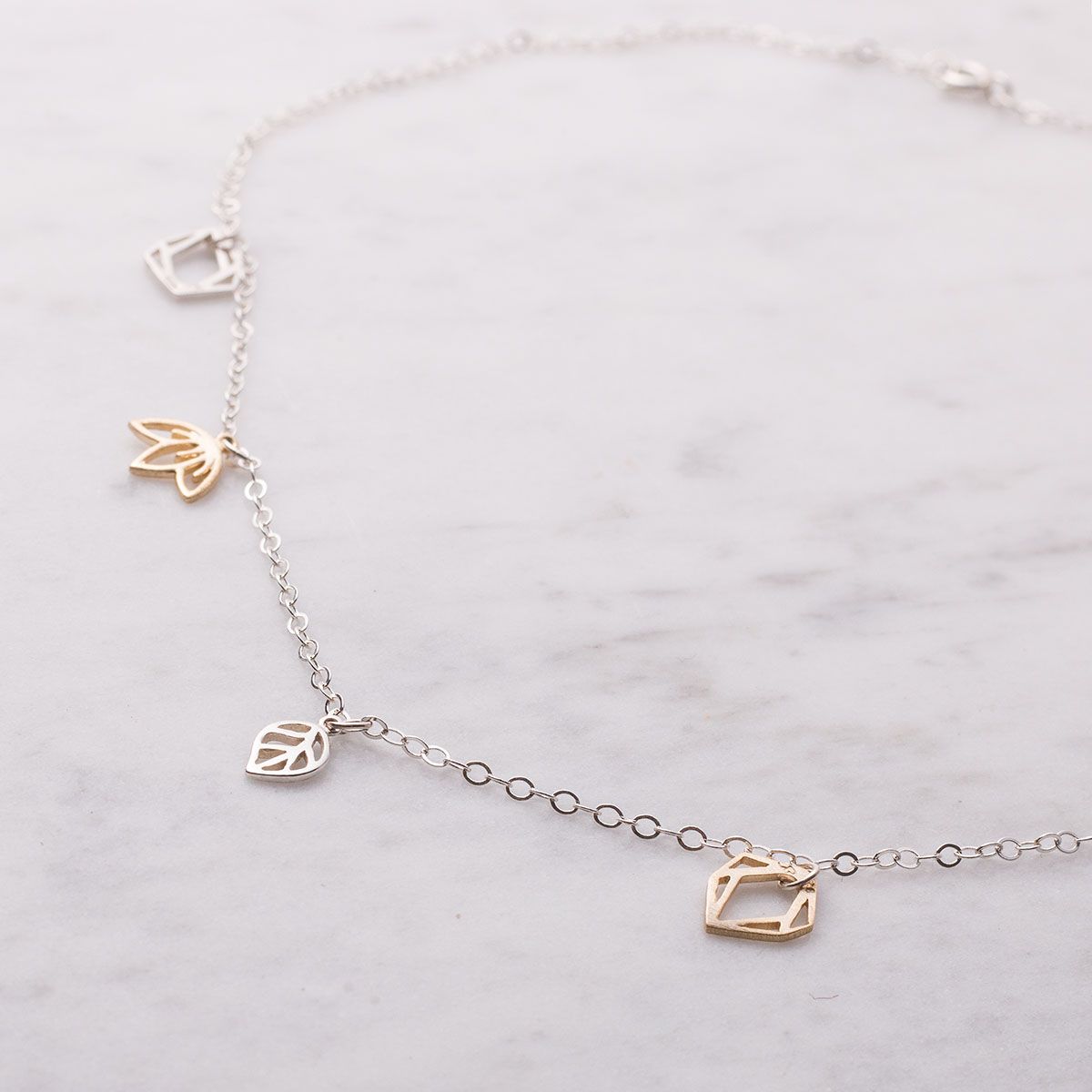 Silver & Gold Charm Choker