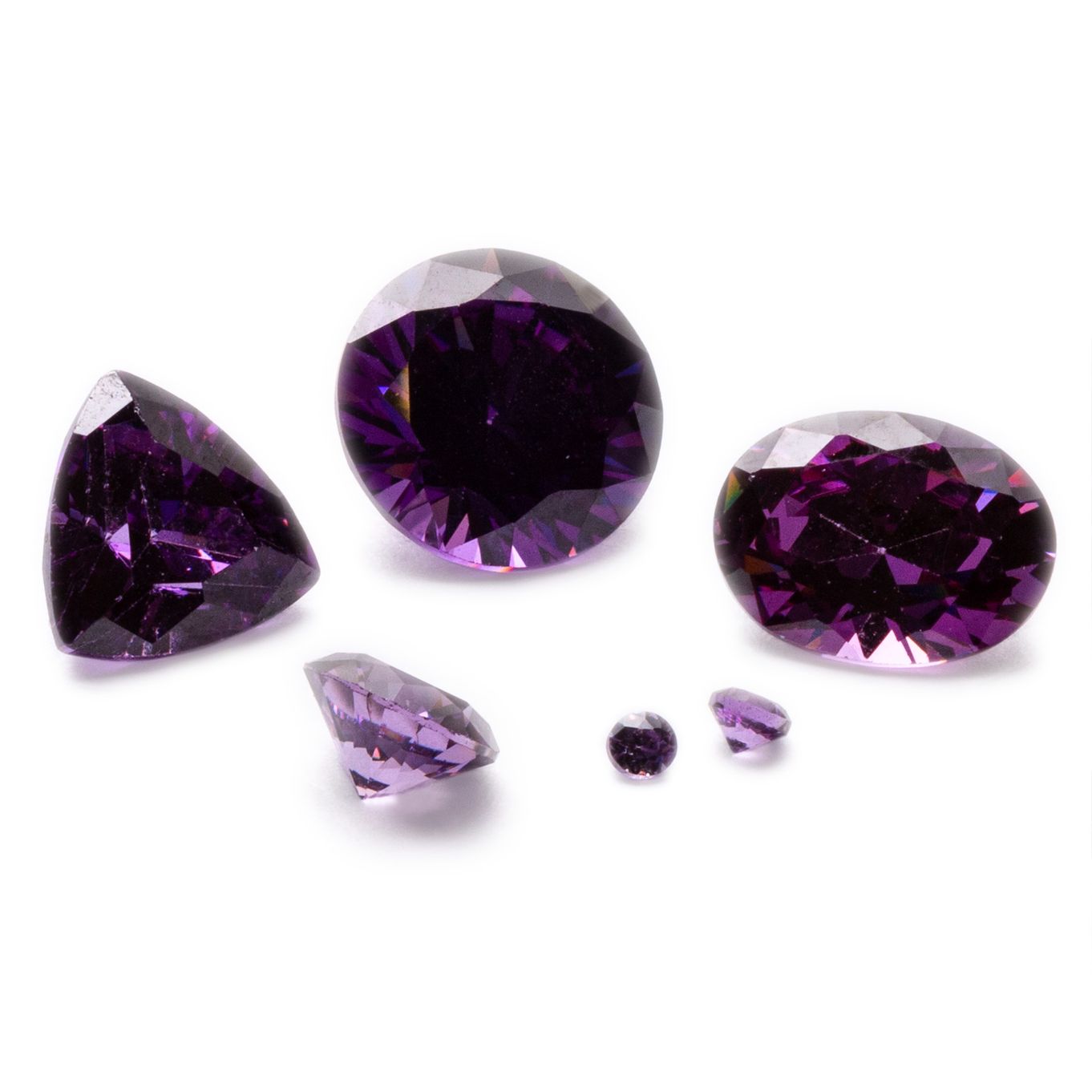 Amethyst Coloured Cubic Zirconia Faceted Stones