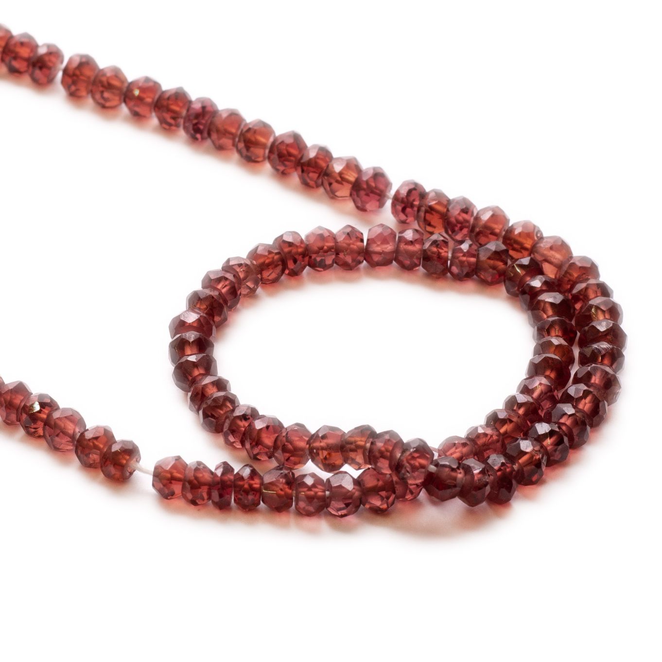 Garnet Faceted Rondelle Beads - Approx 3.5x2.5mm