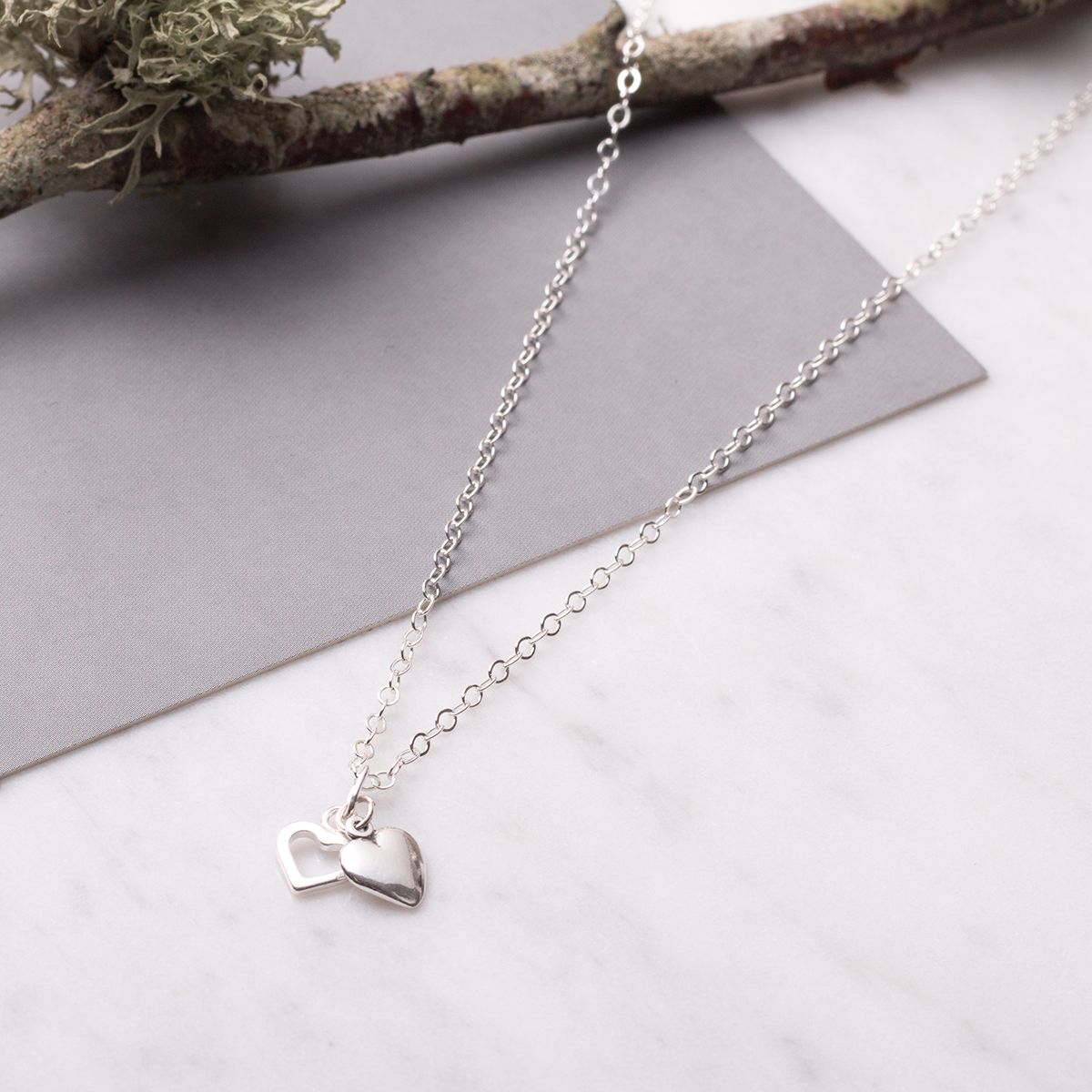 Double Heart Charm Necklace