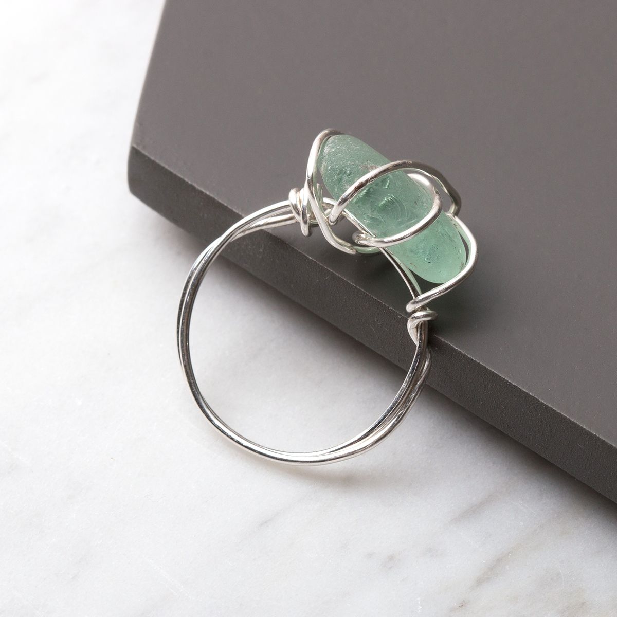 Blue Sea Glass Ring (Handmade) – The Salty Gem