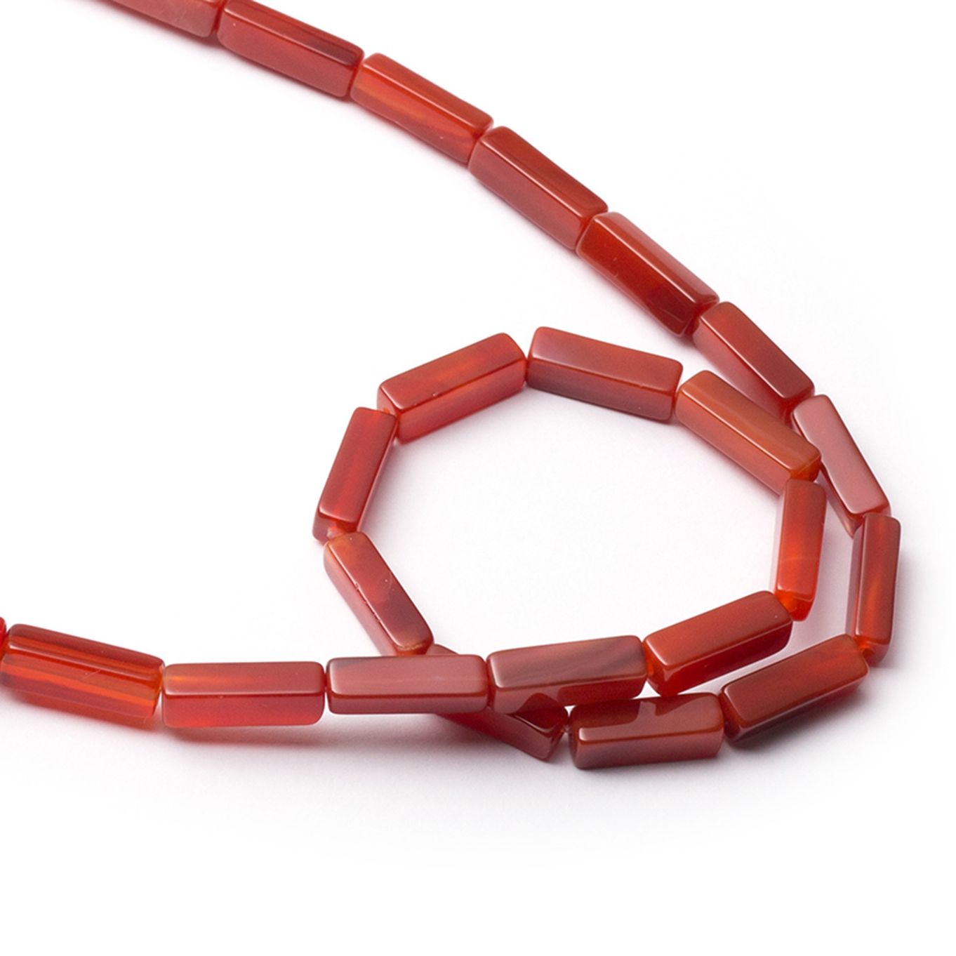 Carnelian Square Tube Beads - Approx 13x4mm