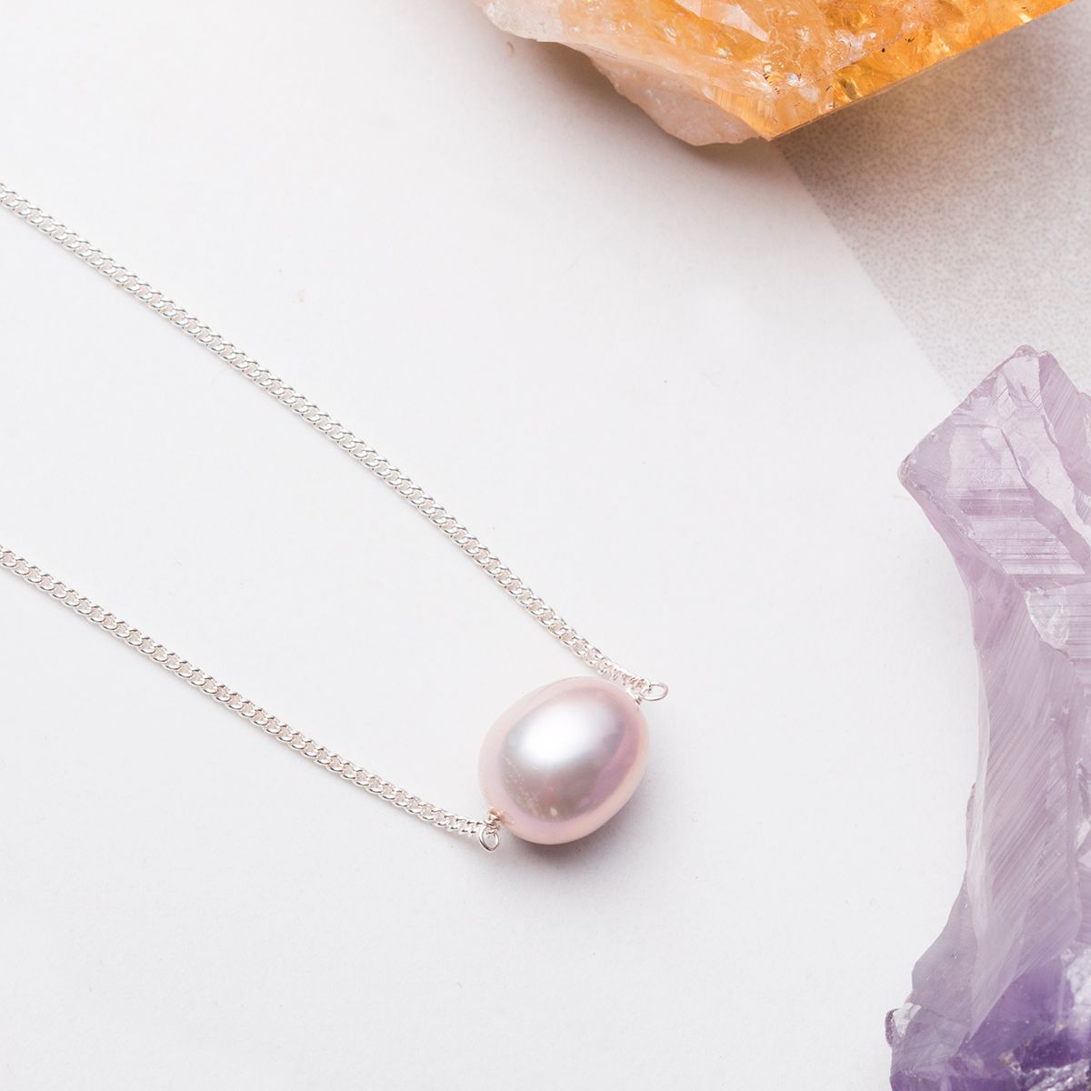 Single pink sale pearl necklace