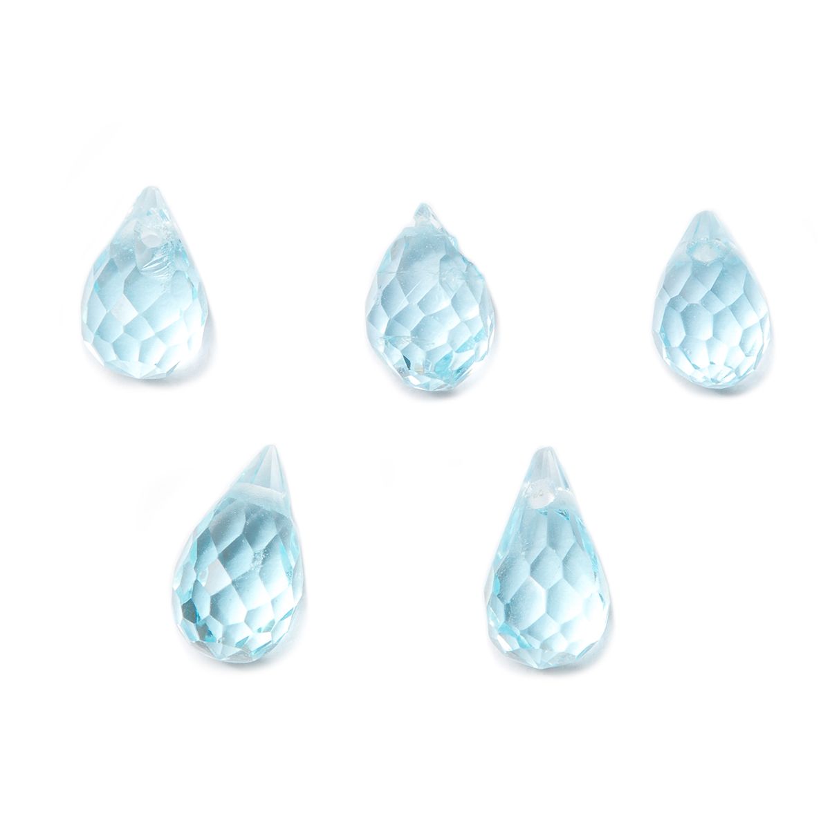 Sky Blue Topaz Faceted Drop Briolette Beads - Approx From 4mm, Pack of 10 Beads