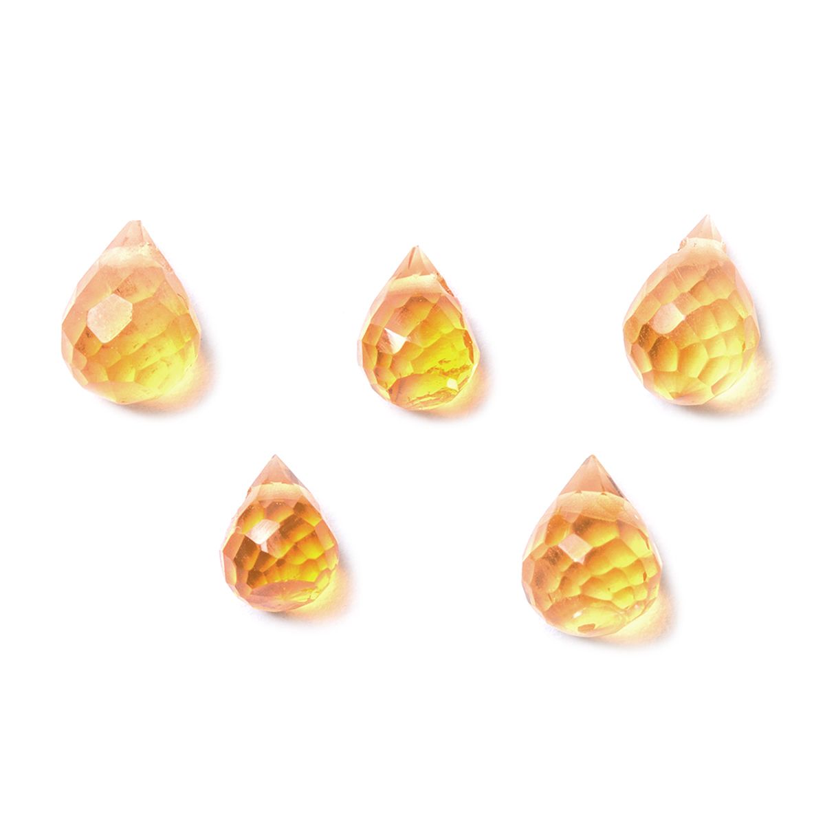Citrine Faceted Drop Briolette Beads - Approx From 3.5mm, Packs of 10 Beads