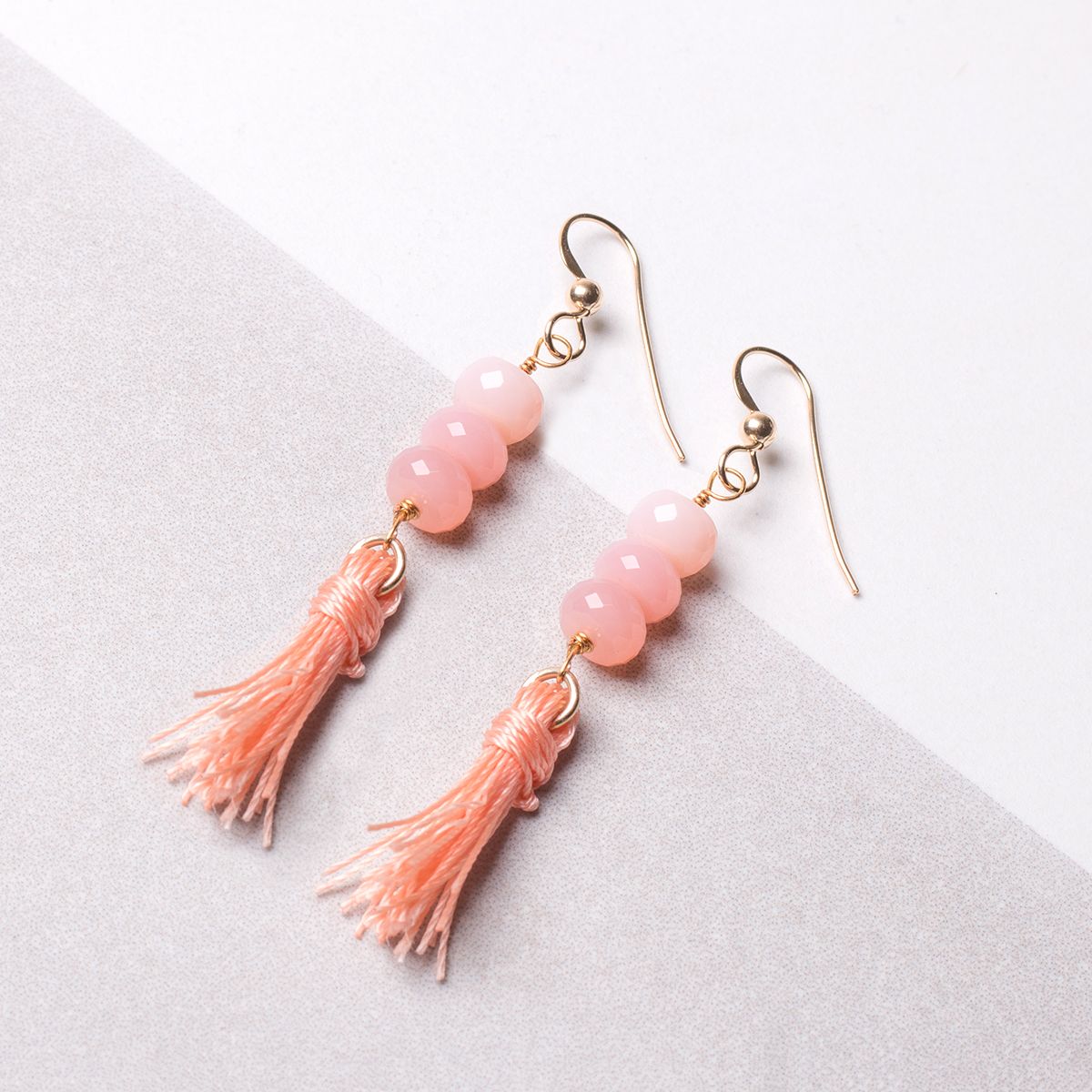 Pink Opal Tassel Earrings