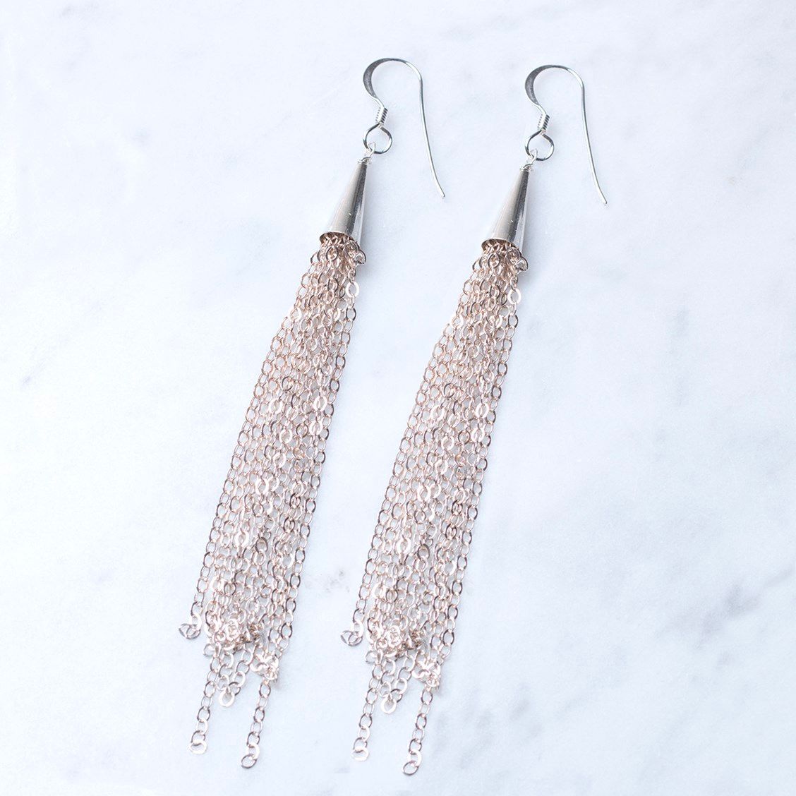 Silver Tassel Chain Earrings