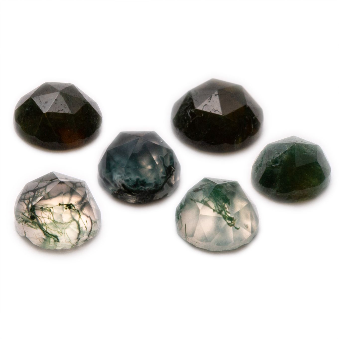 Green Moss Agate Rose Cut Cabochons