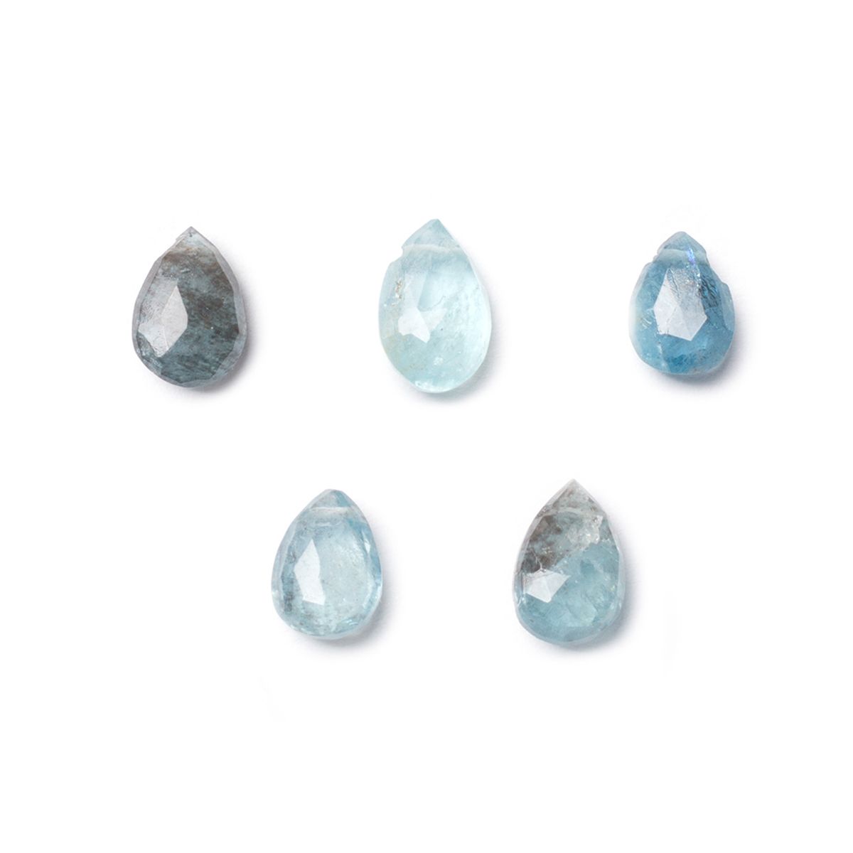 Moss Aquamarine Faceted Teardrop Briolette Beads, Approx 5x4mm To 11x6mm
