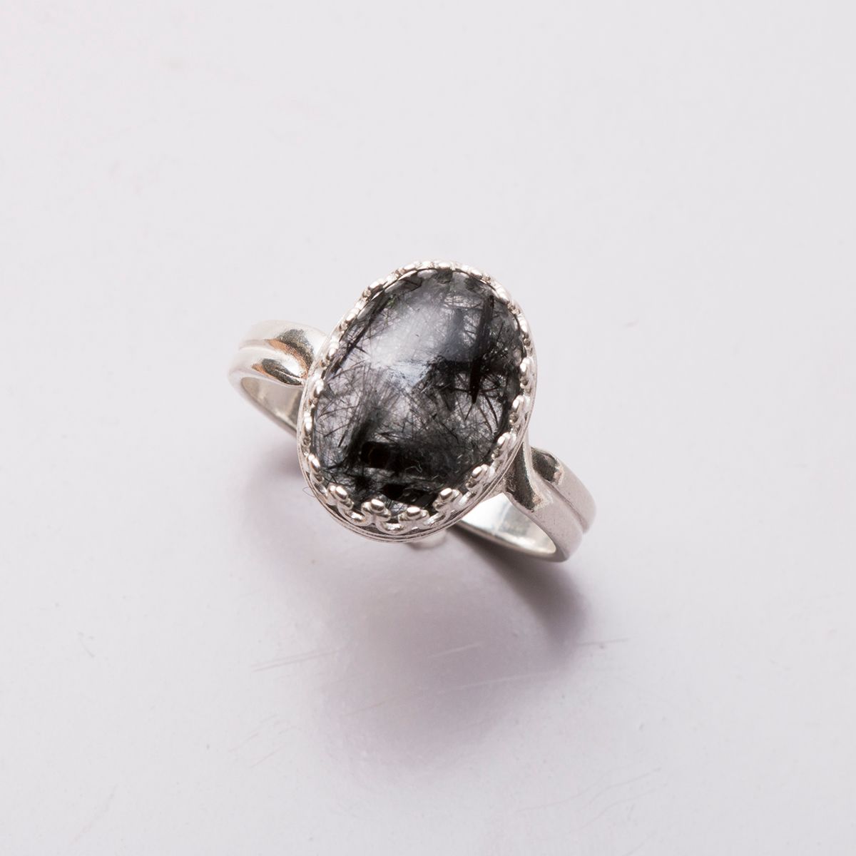 Black Tourmalinated Quartz Ring