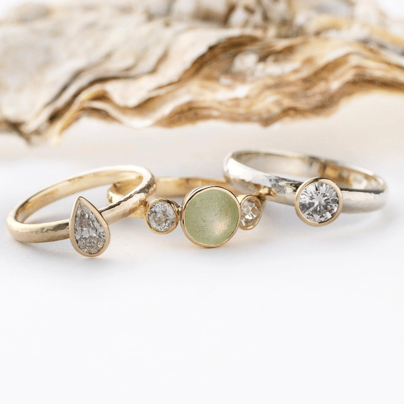 Sea glass wedding on sale ring