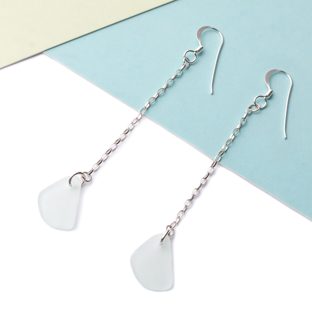 Sea Glass & Chain Drop Earrings
