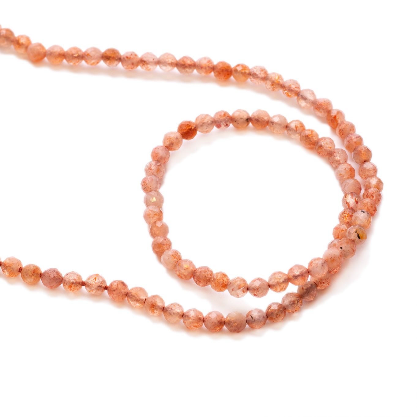 Sunstone Micro Faceted Round Beads, Approx 3mm
