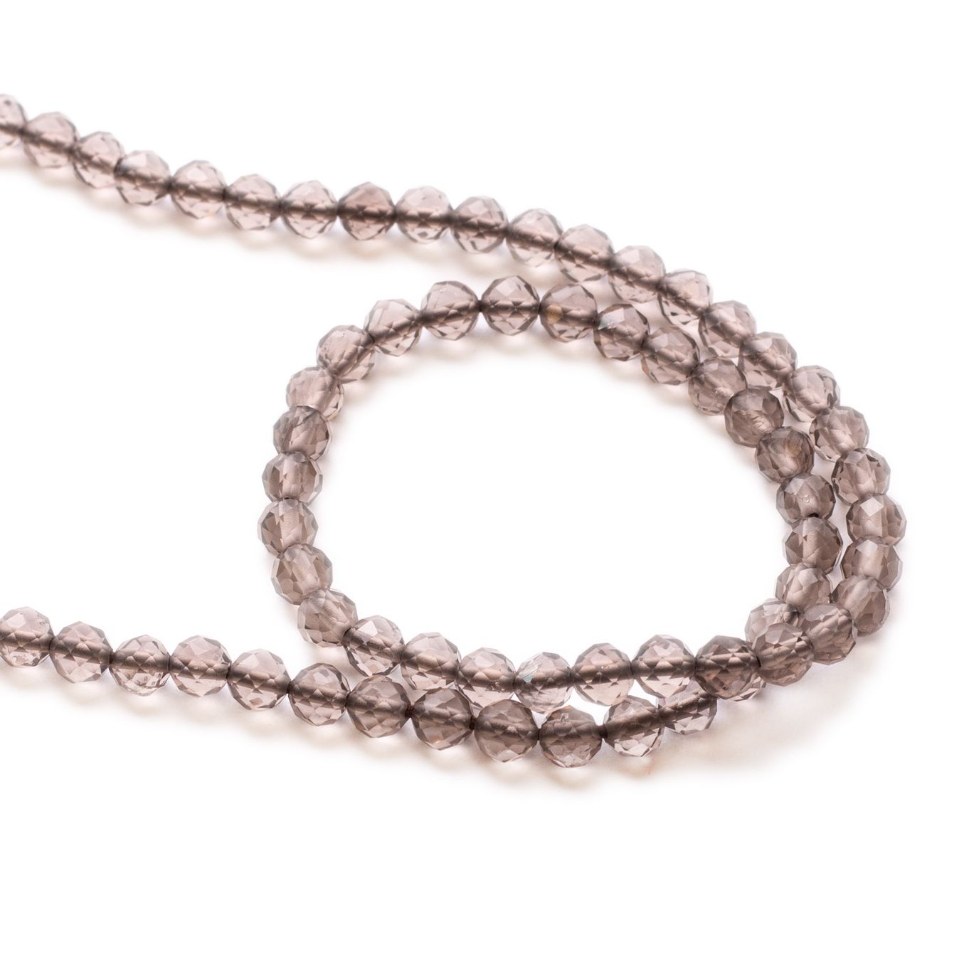Smoky Quartz Micro Faceted Round Beads - Approx 3.5mm