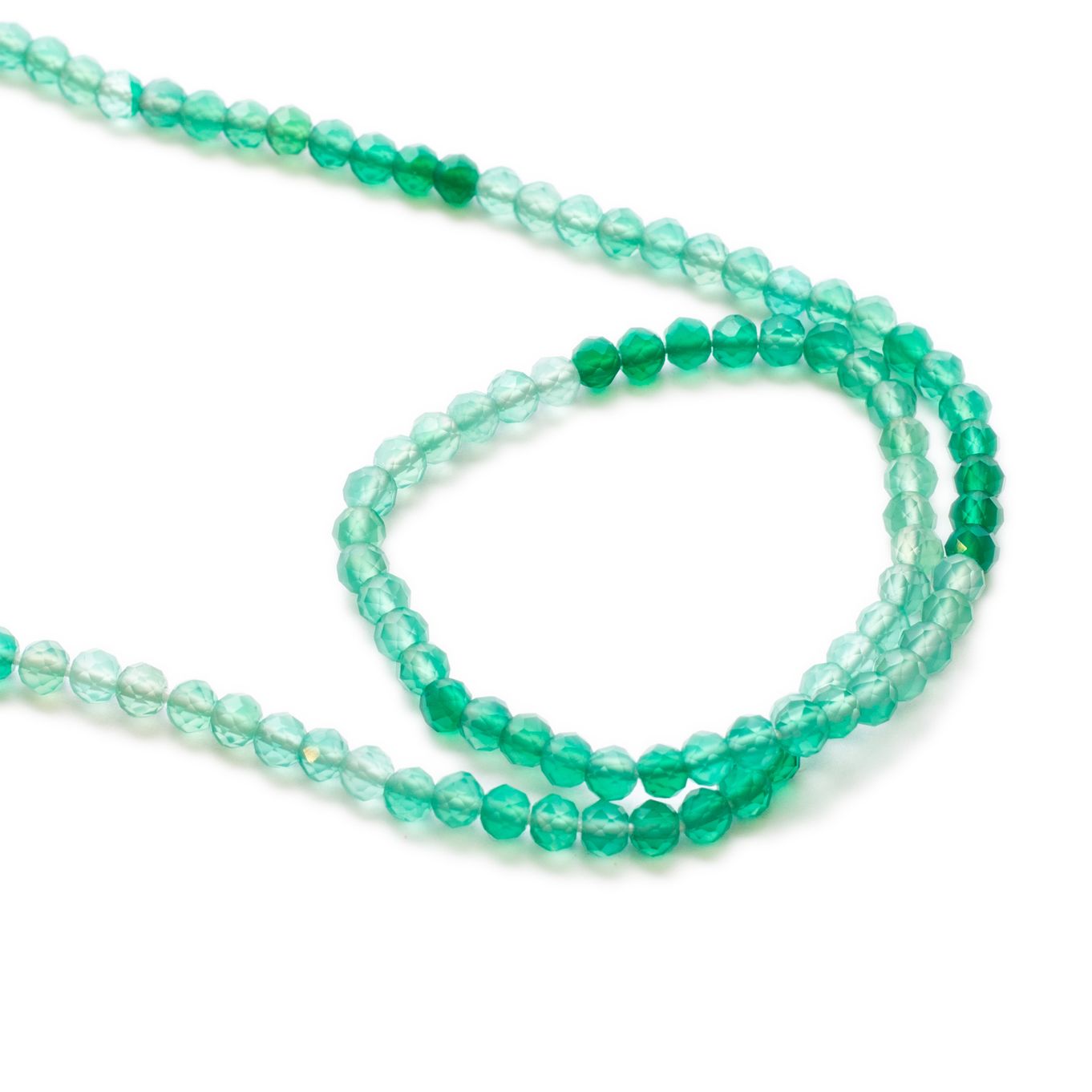Green Onyx Faceted Rondelle Beads - Approx 3.5x3mm 
