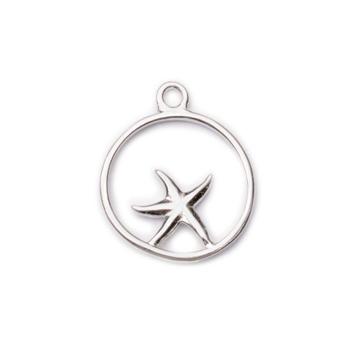 Sterling Silver Circular Starfish Pendant Charm