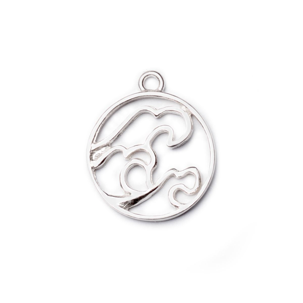 Sterling Silver Circular Wave Pendant Charm