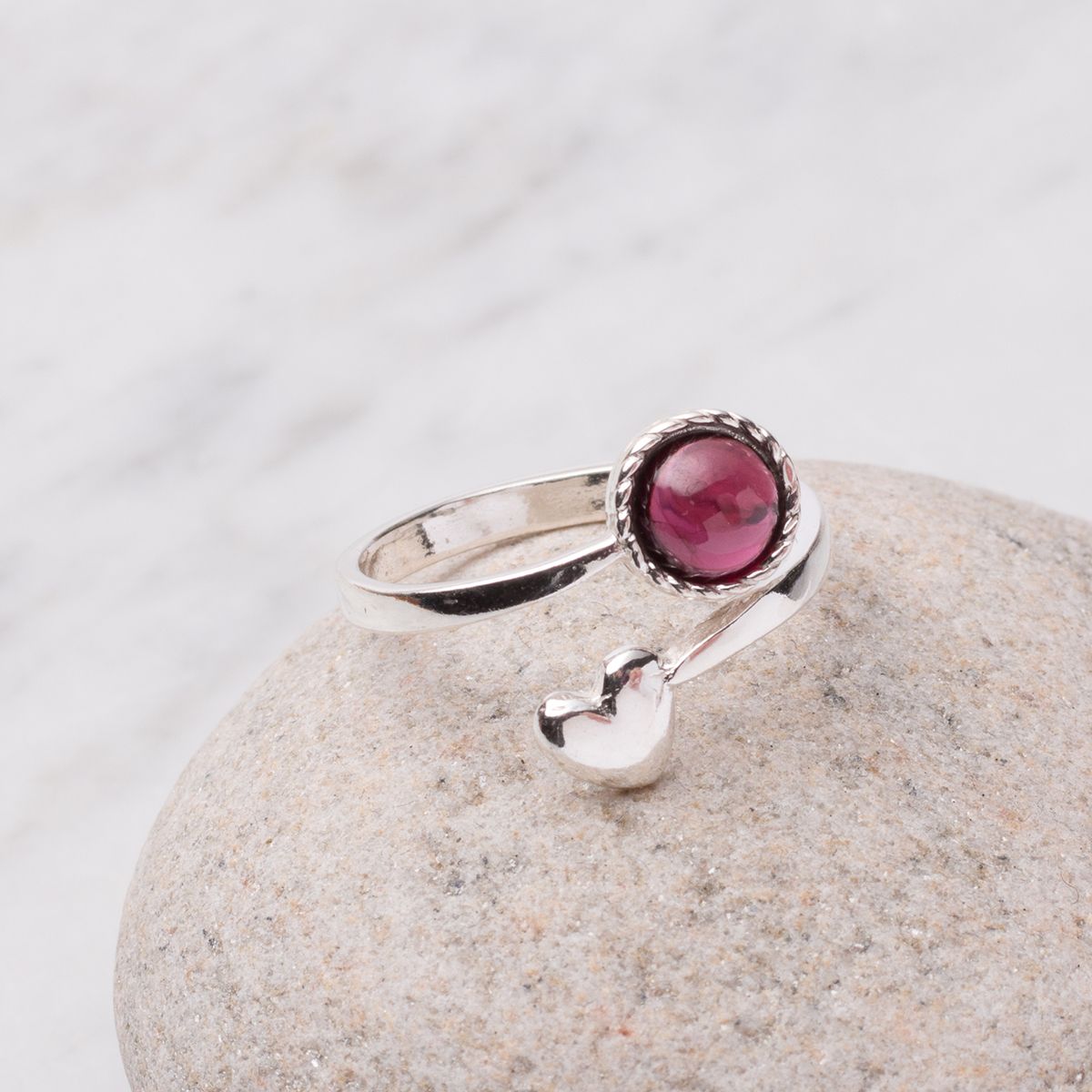 Garnet Heart Ring