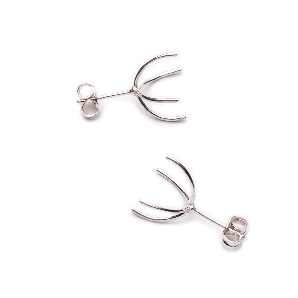 Sterling Silver Huggie Claw Earstuds (Pair)