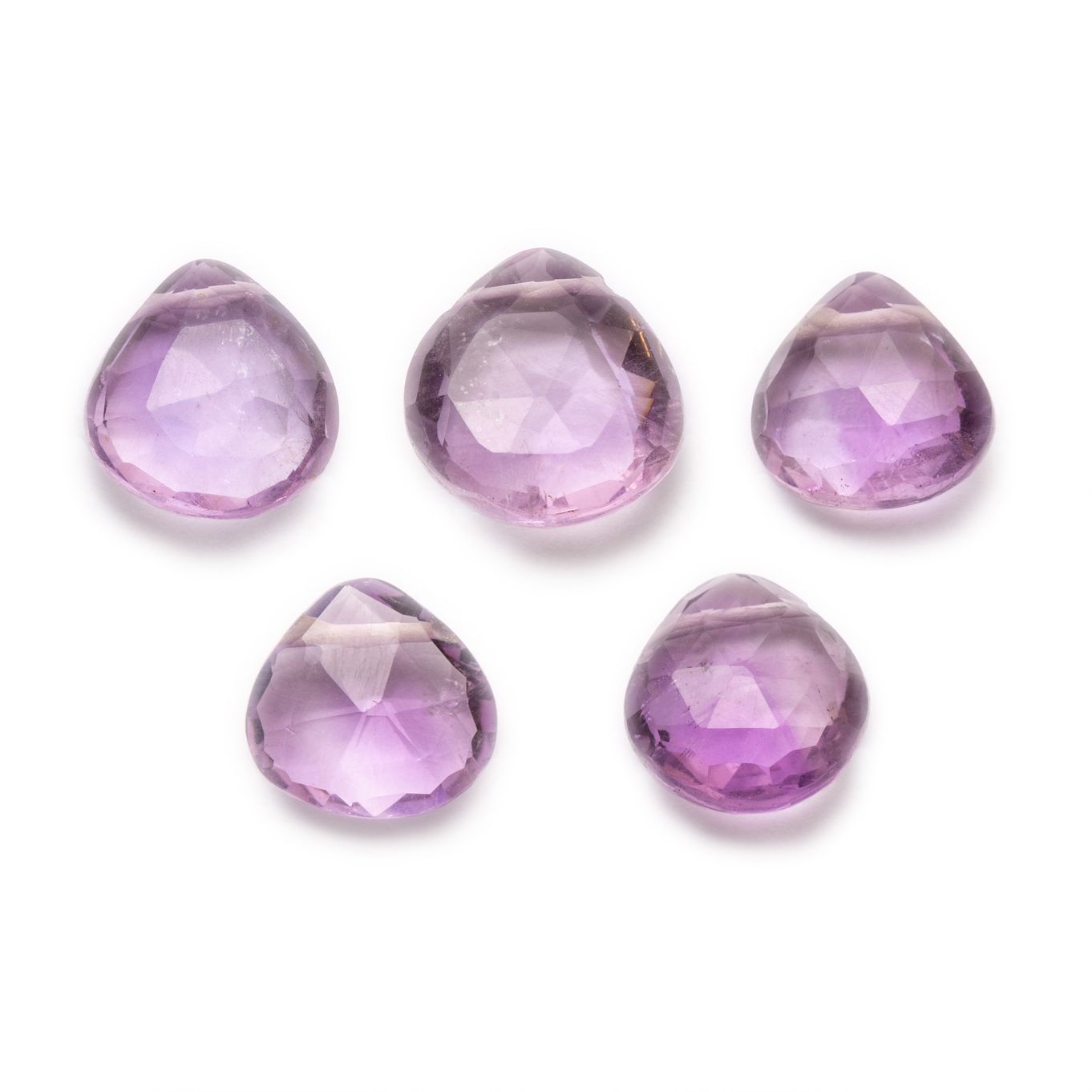 Pink Amethyst Faceted Heart Briolette Beads - Approx From 8mm