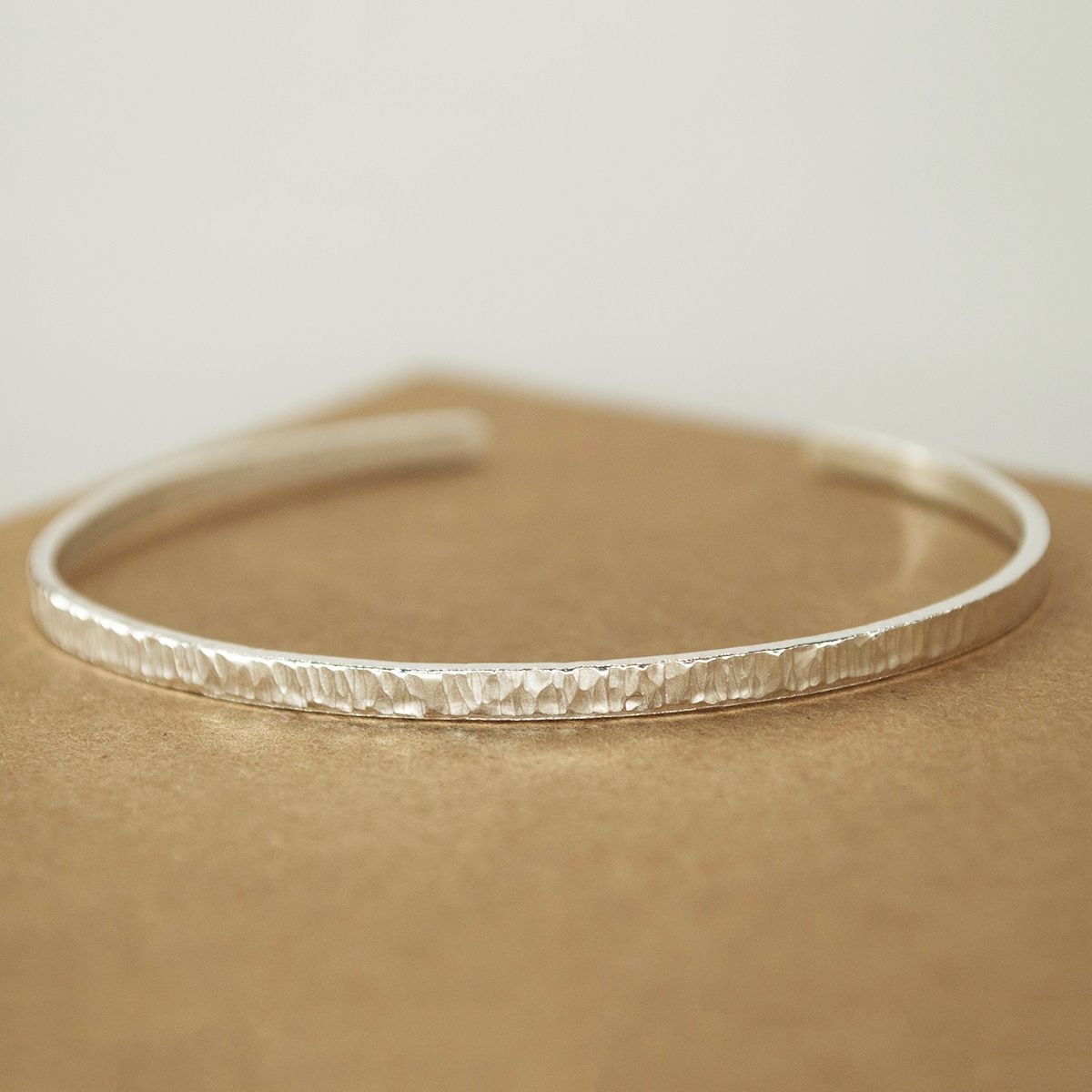 PLAIN ROUND Cuff bracelet, hammered silver