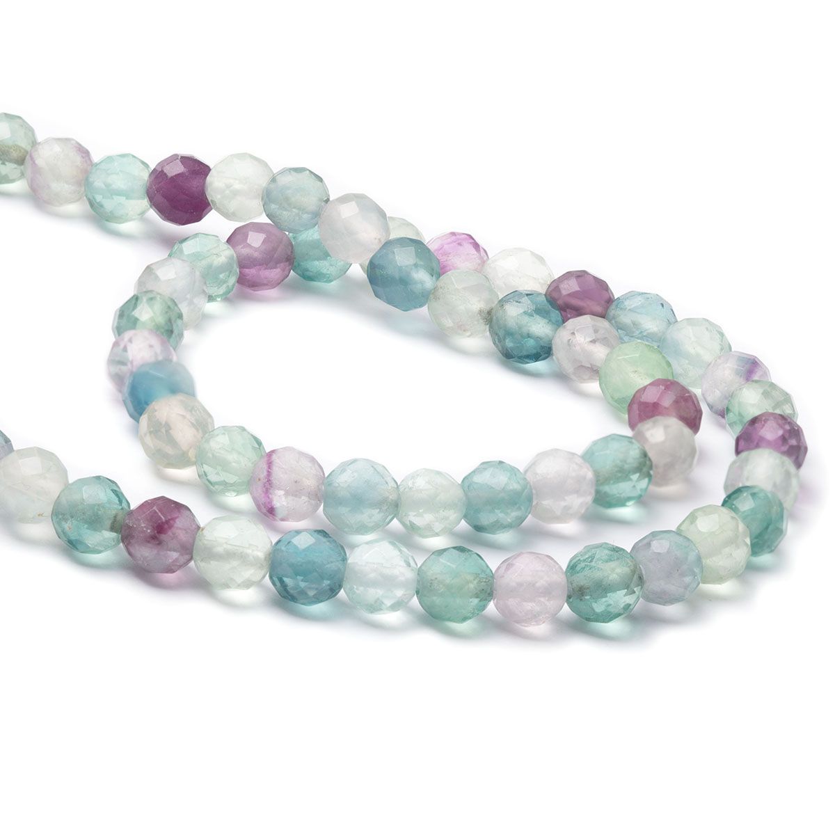 Rainbow Fluorite Faceted Beads - Approx 6mm