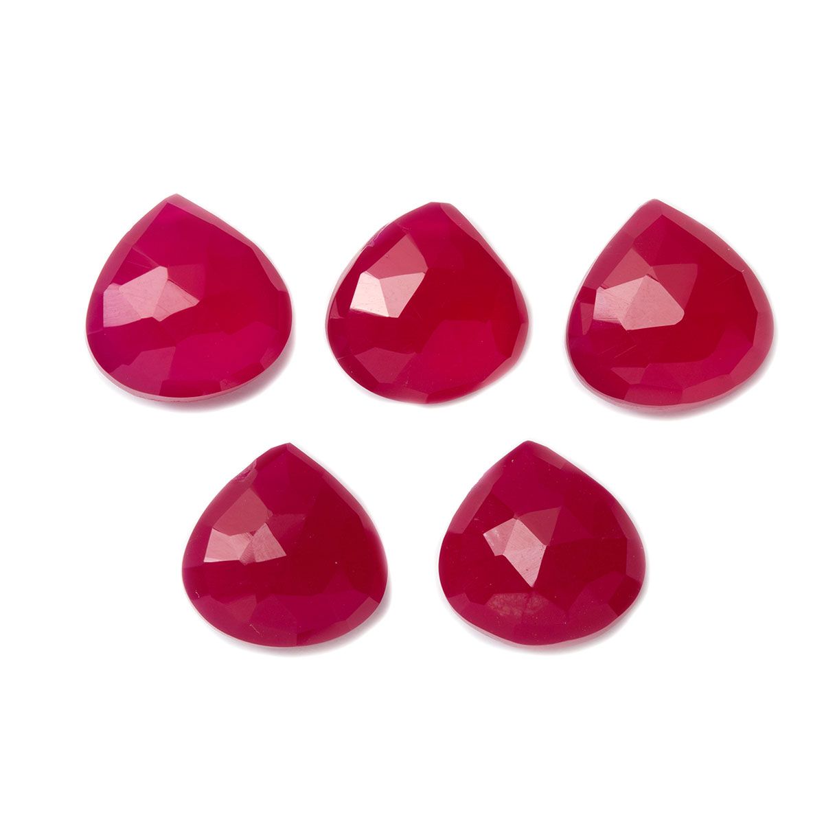 Magenta Pink Chalcedony Faceted Heart Shaped Briolette Beads, Approx 8-11mm