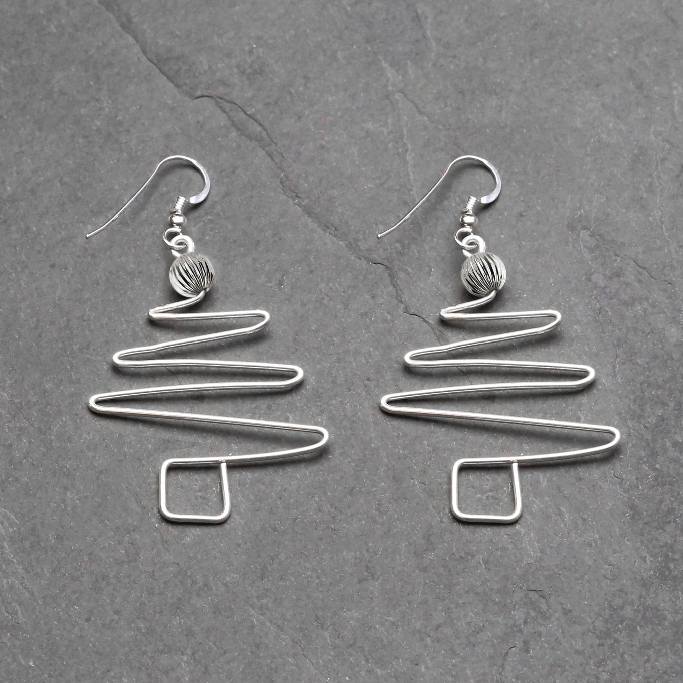 Wire Work Christmas Tree Earrings