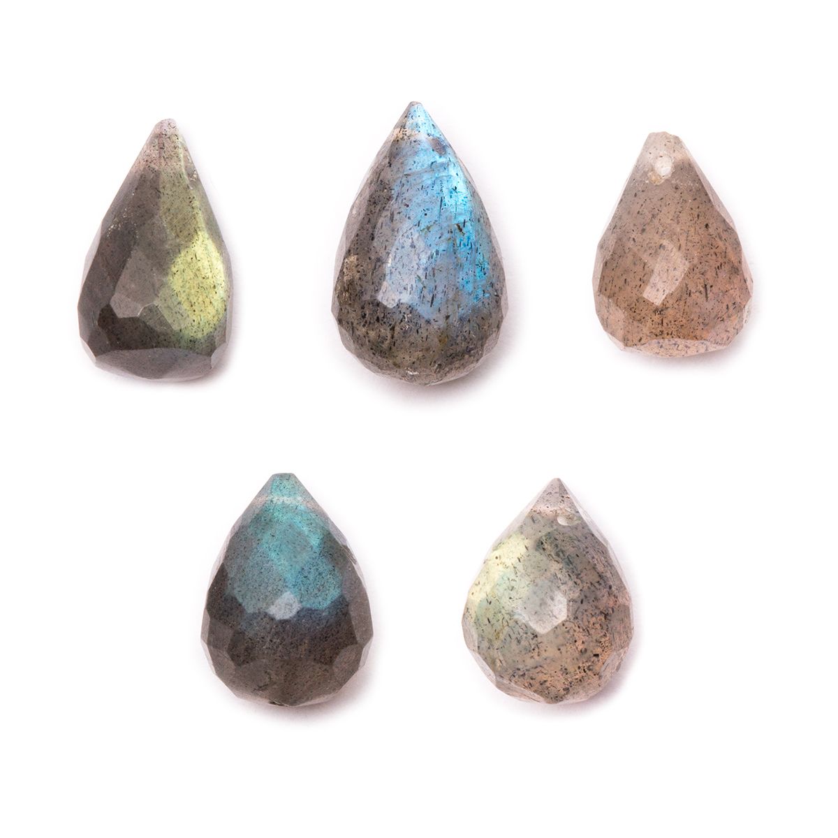 Labradorite Faceted Drop Briolette Beads, Approx 6x4mm to 13x7mm
