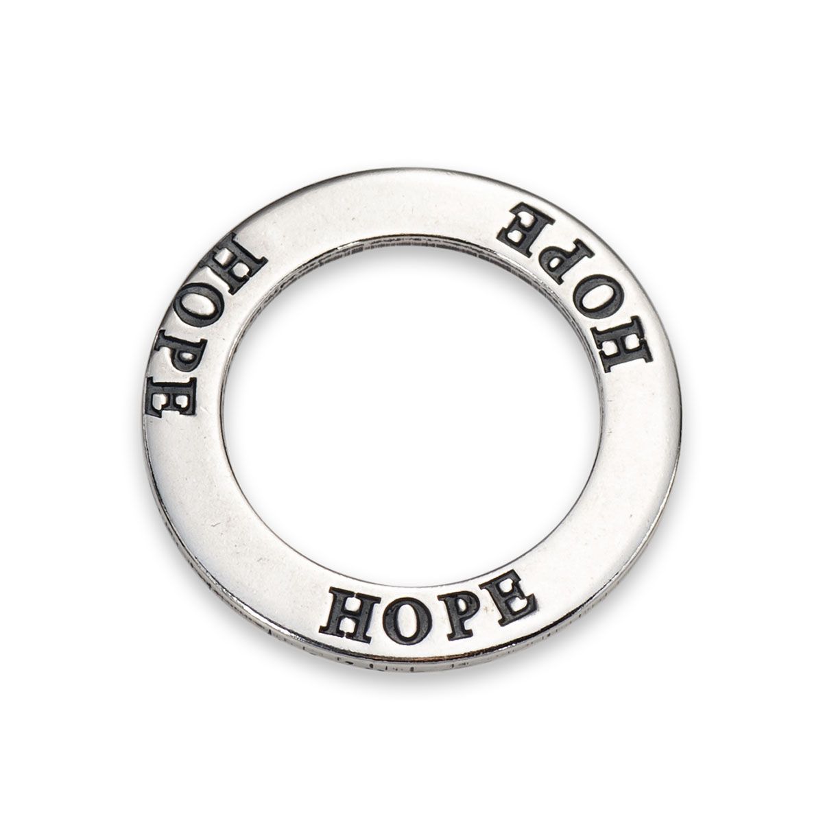 Sterling Silver Round Affirmation Hope Charm, Approx 22.5mm