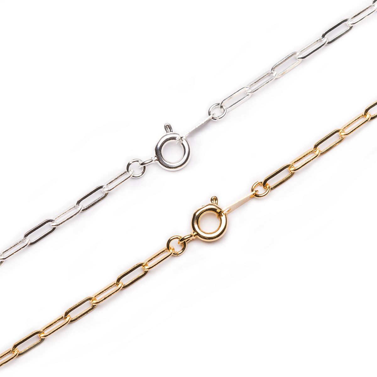 Plated Elongated Trace Chain, 45cm Necklet