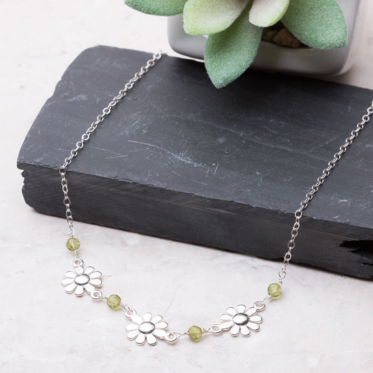 Peridot Daisy Chain Necklace