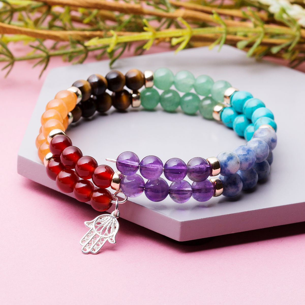 7 Chakra Necklace & Chakra Bracelet - Chakra Jewelry Set For Women