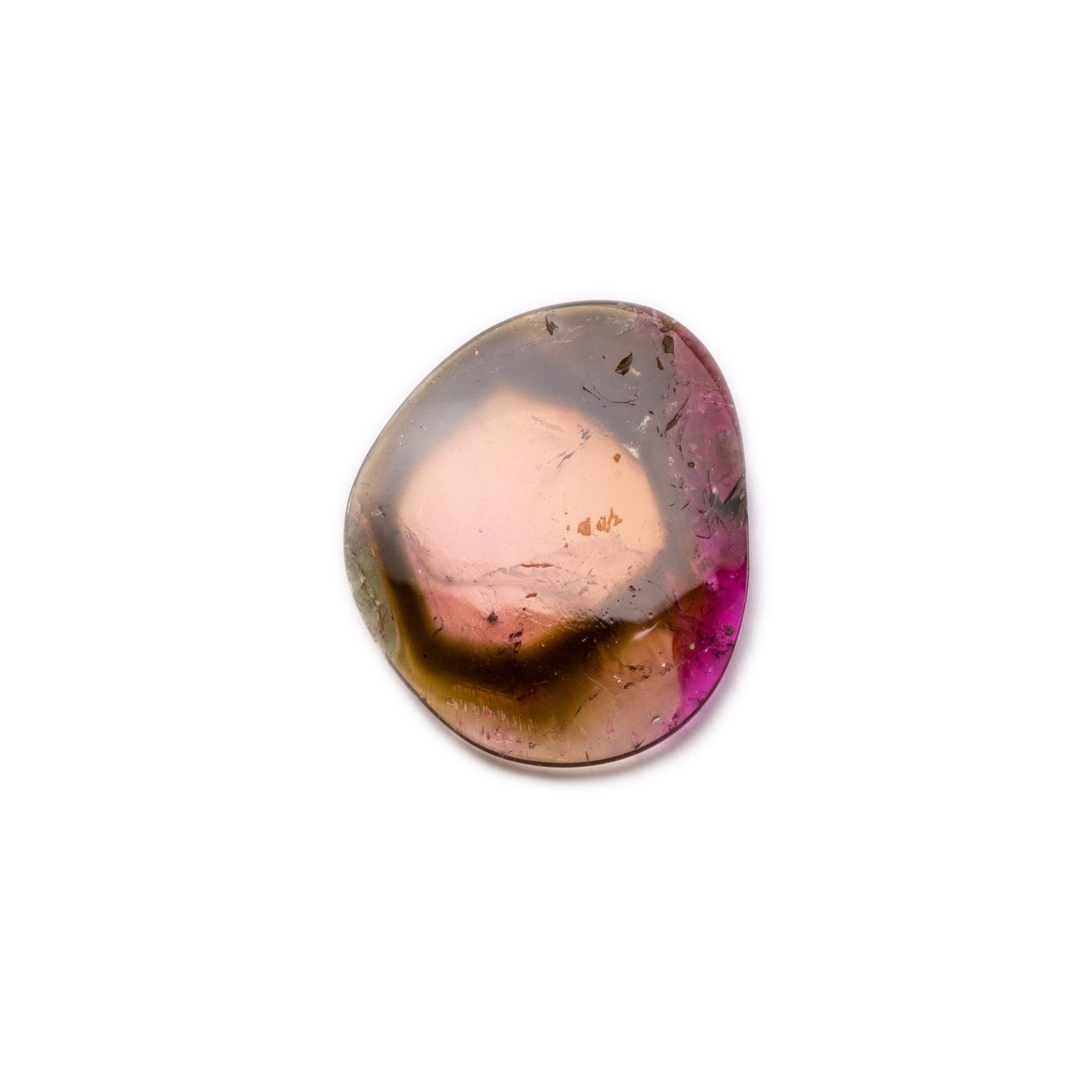 Watermelon Tourmaline Freeform Slice, Approx 19x16mm